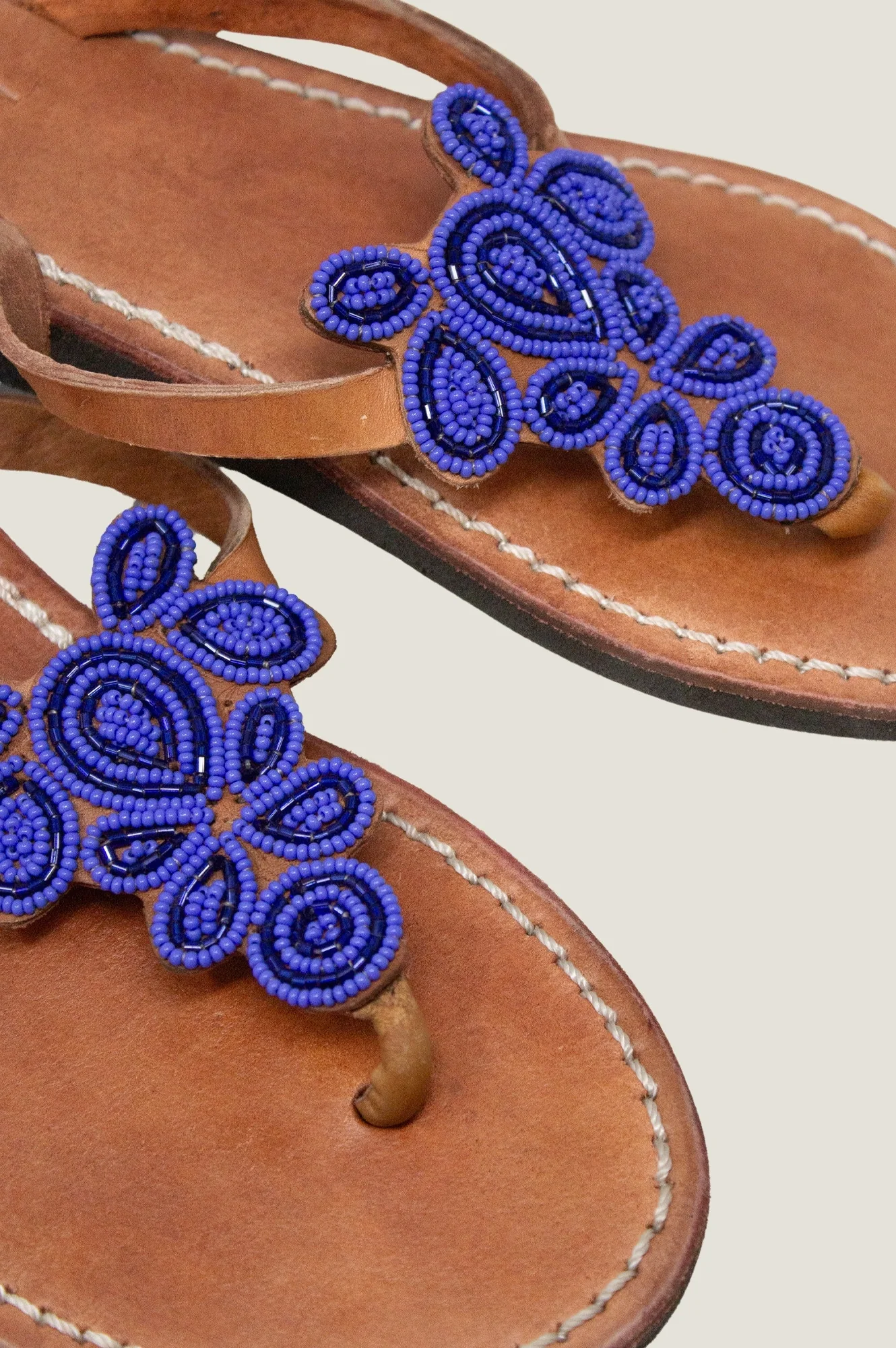 Mia Full Beaded Sandals | Navy/Cobalt