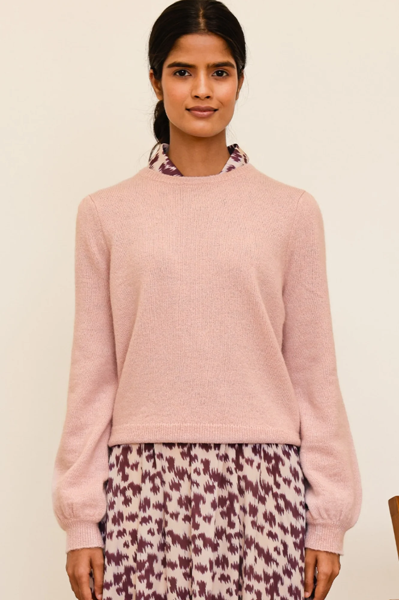 Alpaca Blend Puff Sleeve Jumper | Dusty Pink