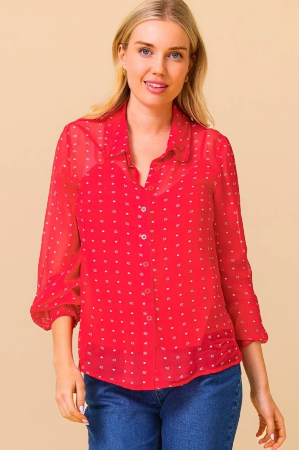 Ffion Blouse | Polka Dot Red/White
