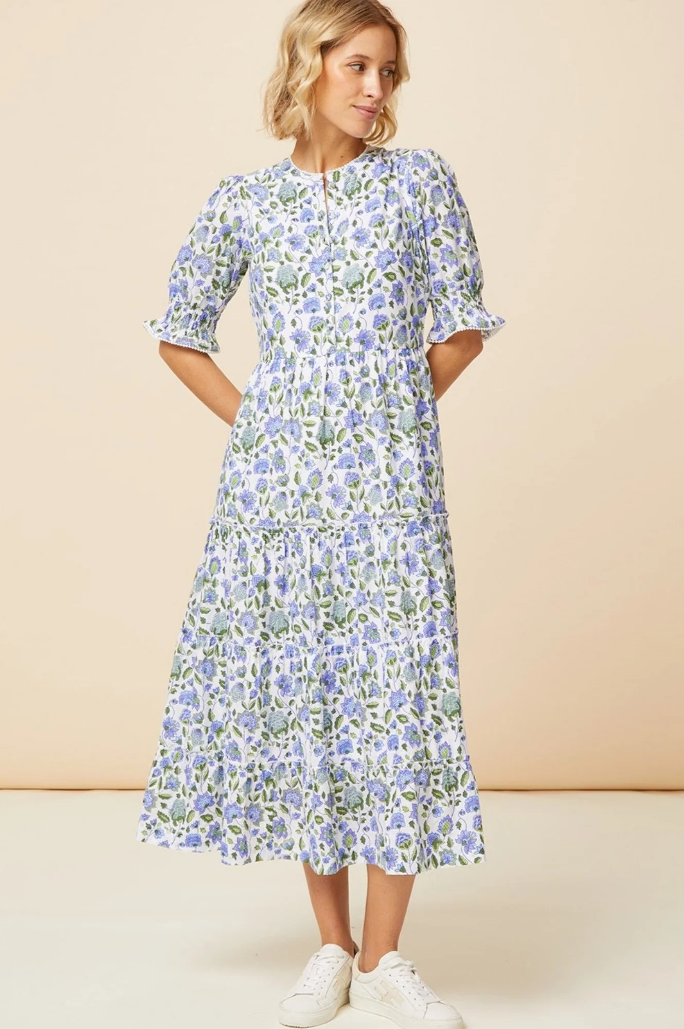 Cordelia Block Print Dress | Blue/Green