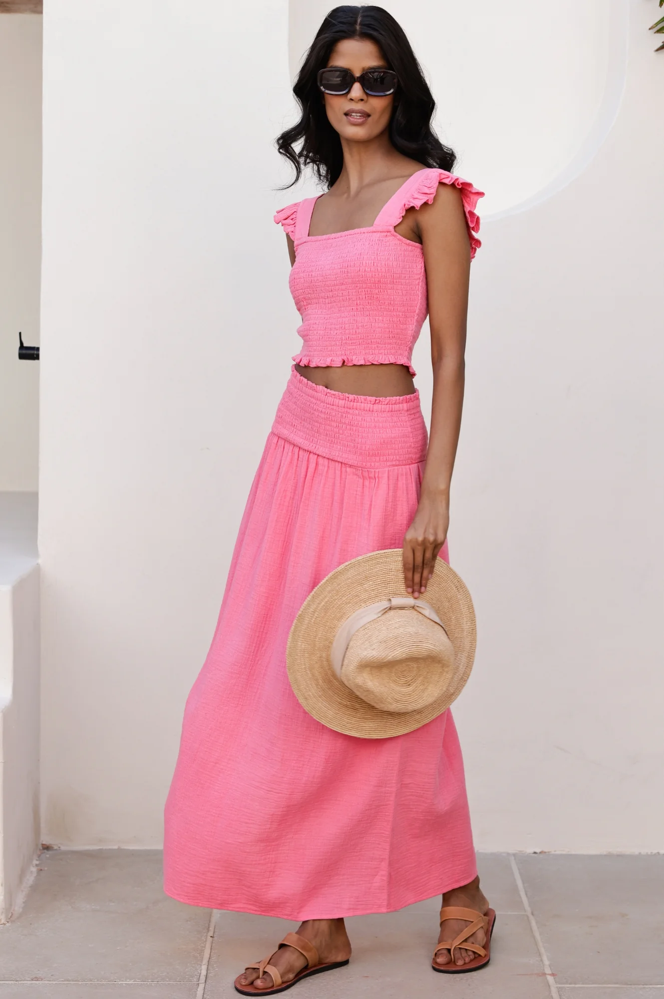 Bryony Cheesecloth Top | Pink Lemonade