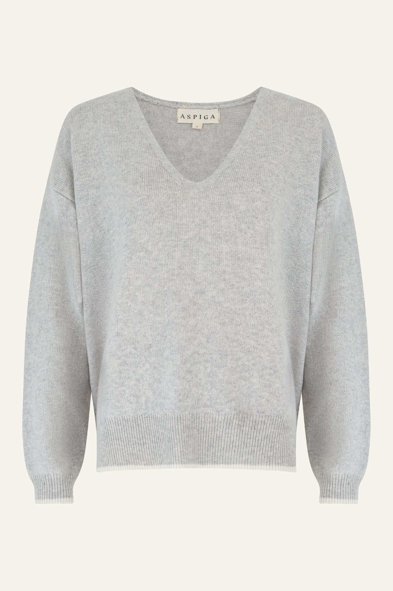 Merino Wool V-Neck Jumper | Grey Marl