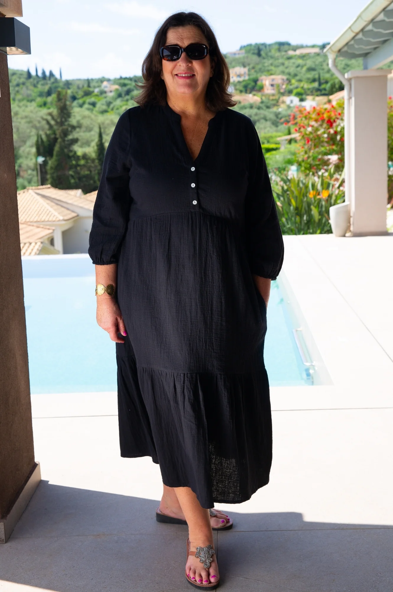 Serena Cheesecloth Dress | Black