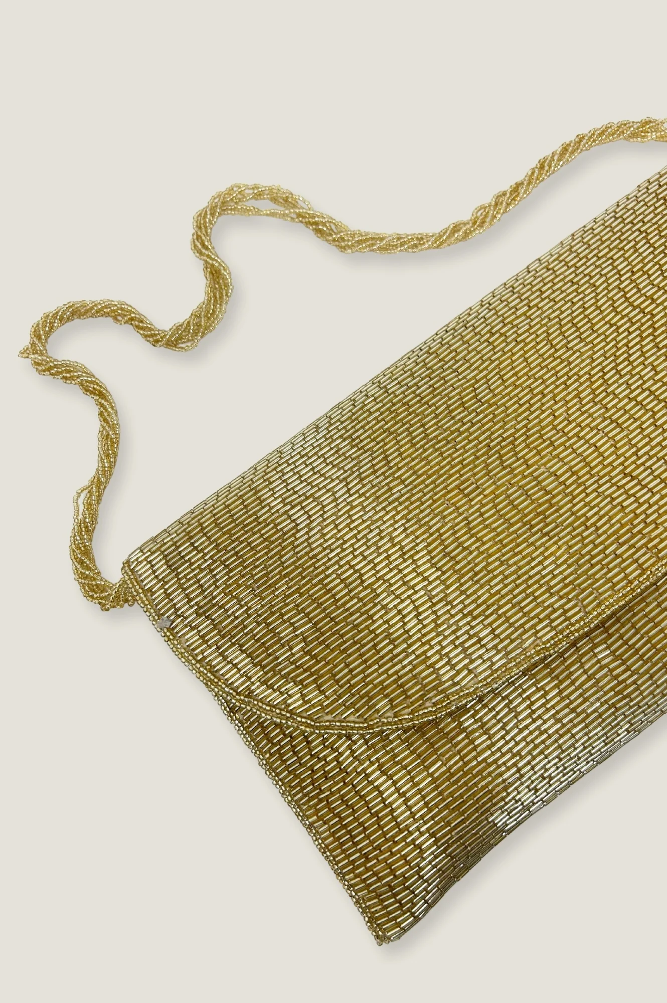 Beaded Clutch Bag | Light Gold