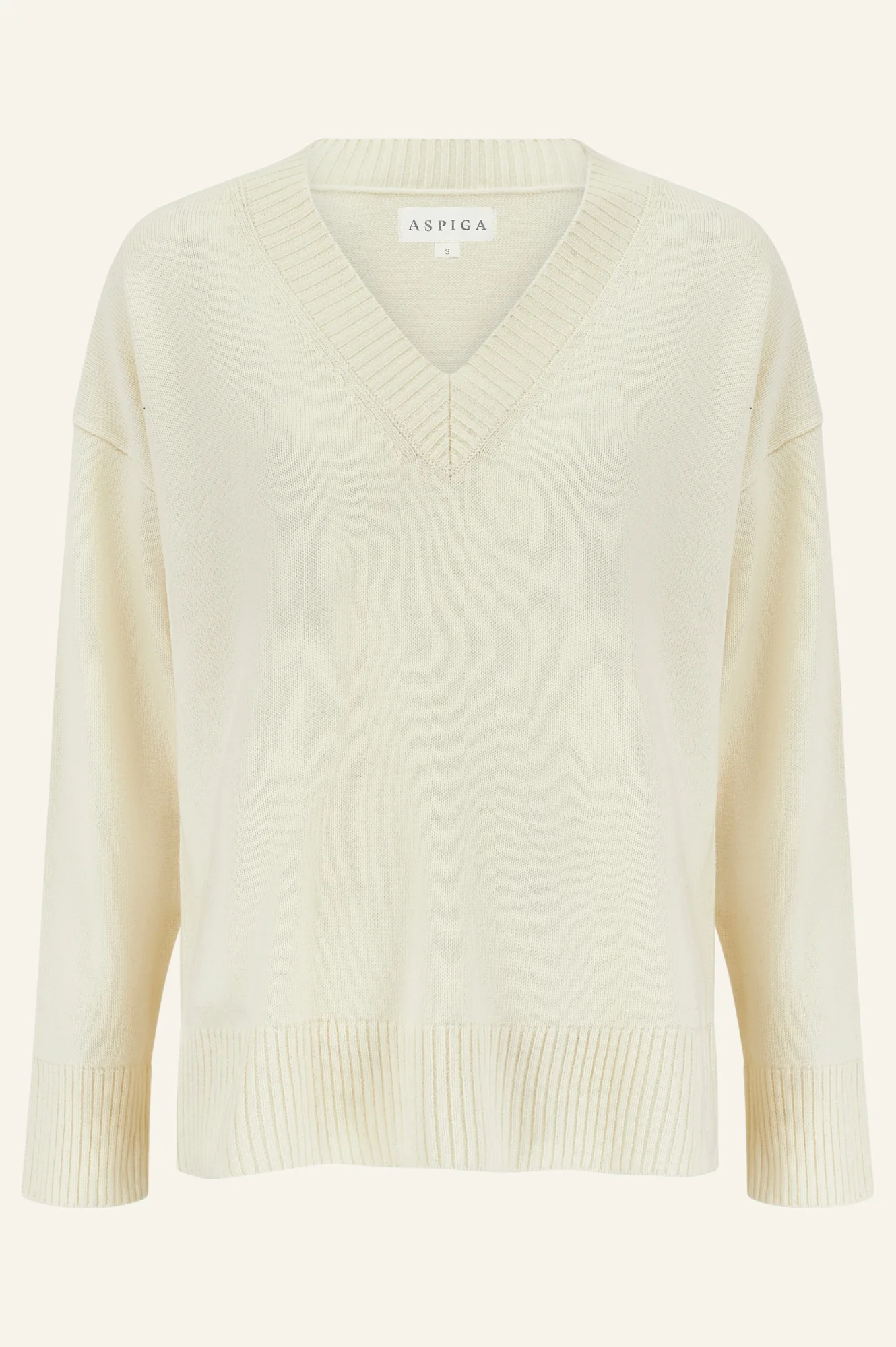 Merino Wool Relaxed V-Neck Jumper | Cream