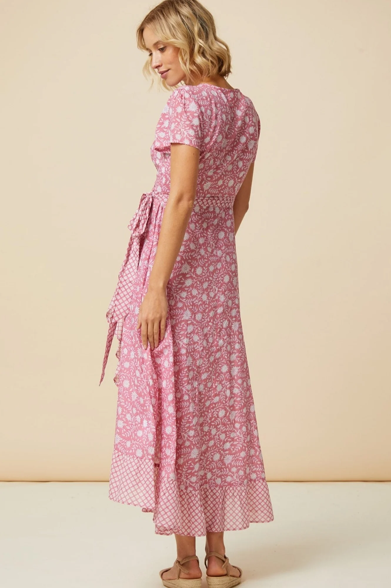 Demi Cotton Wrap Dress | Primula Pink/White