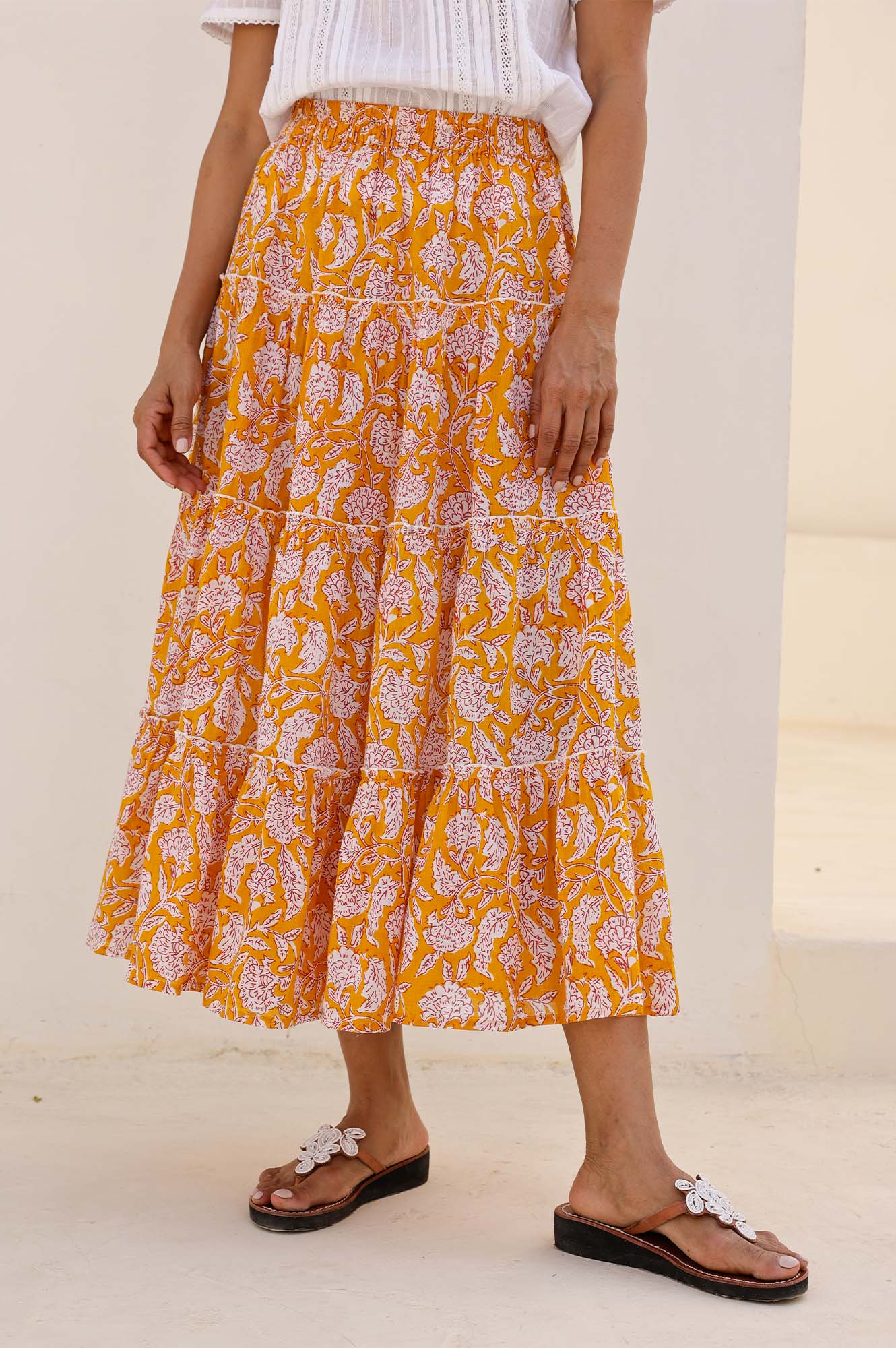 One Size Skirt | Dianthus Yellow/White