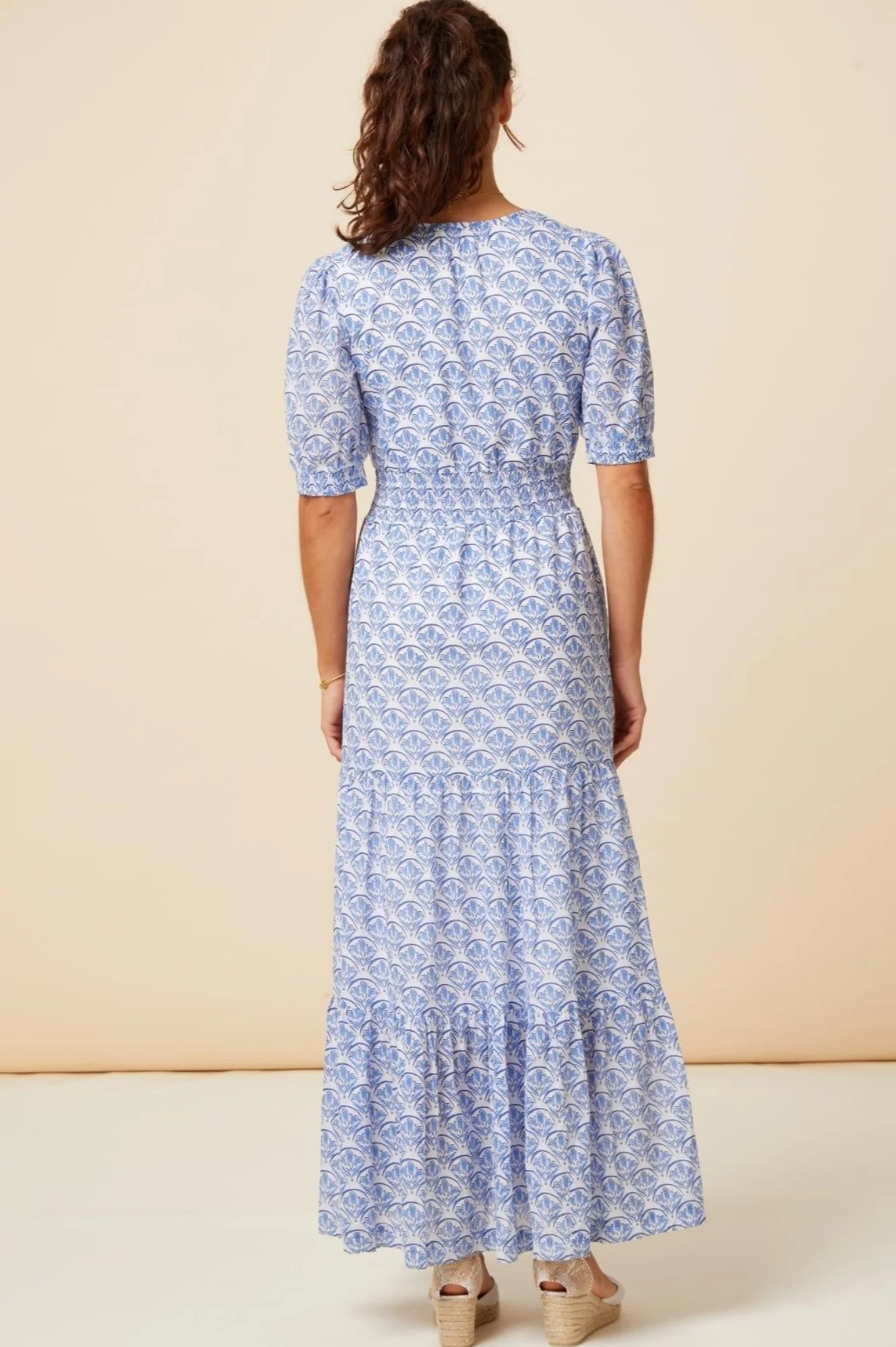 Billie Short Sleeve Dress | White/Blue