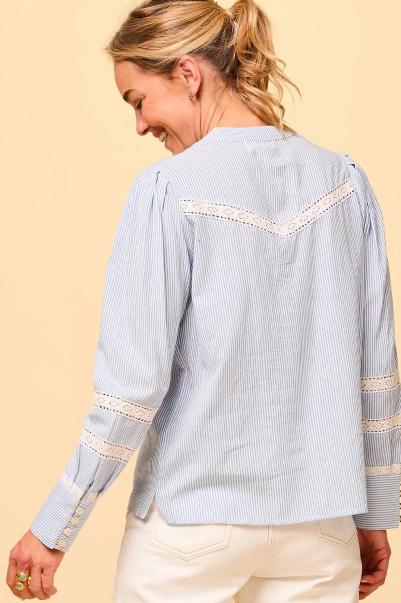 Romy Blouse | White/Blue
