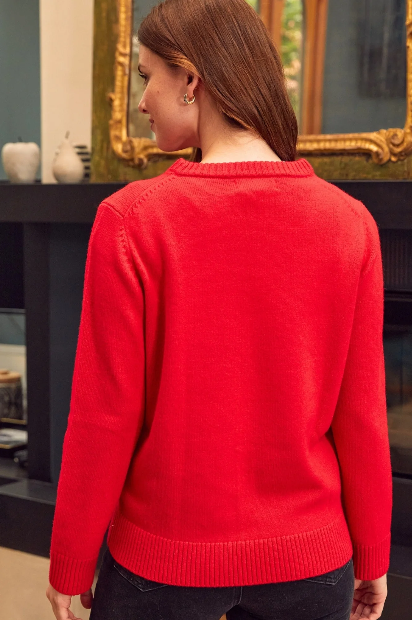 Merino Wool Polar Bear Jumper | Red/Cream