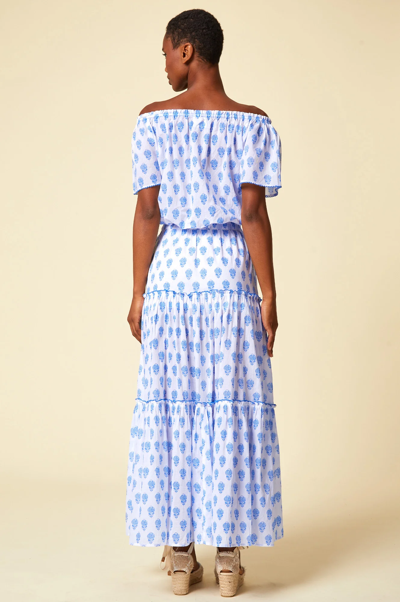 Ilana Organic Cotton Top | White/Blue