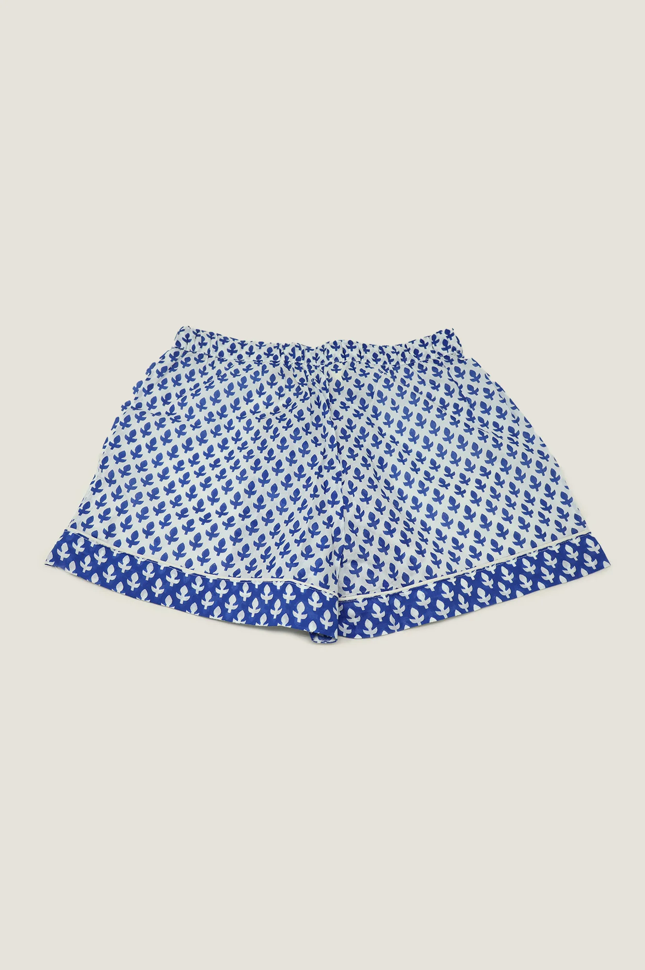 Pyjama Shorts | Leaf White/Blue