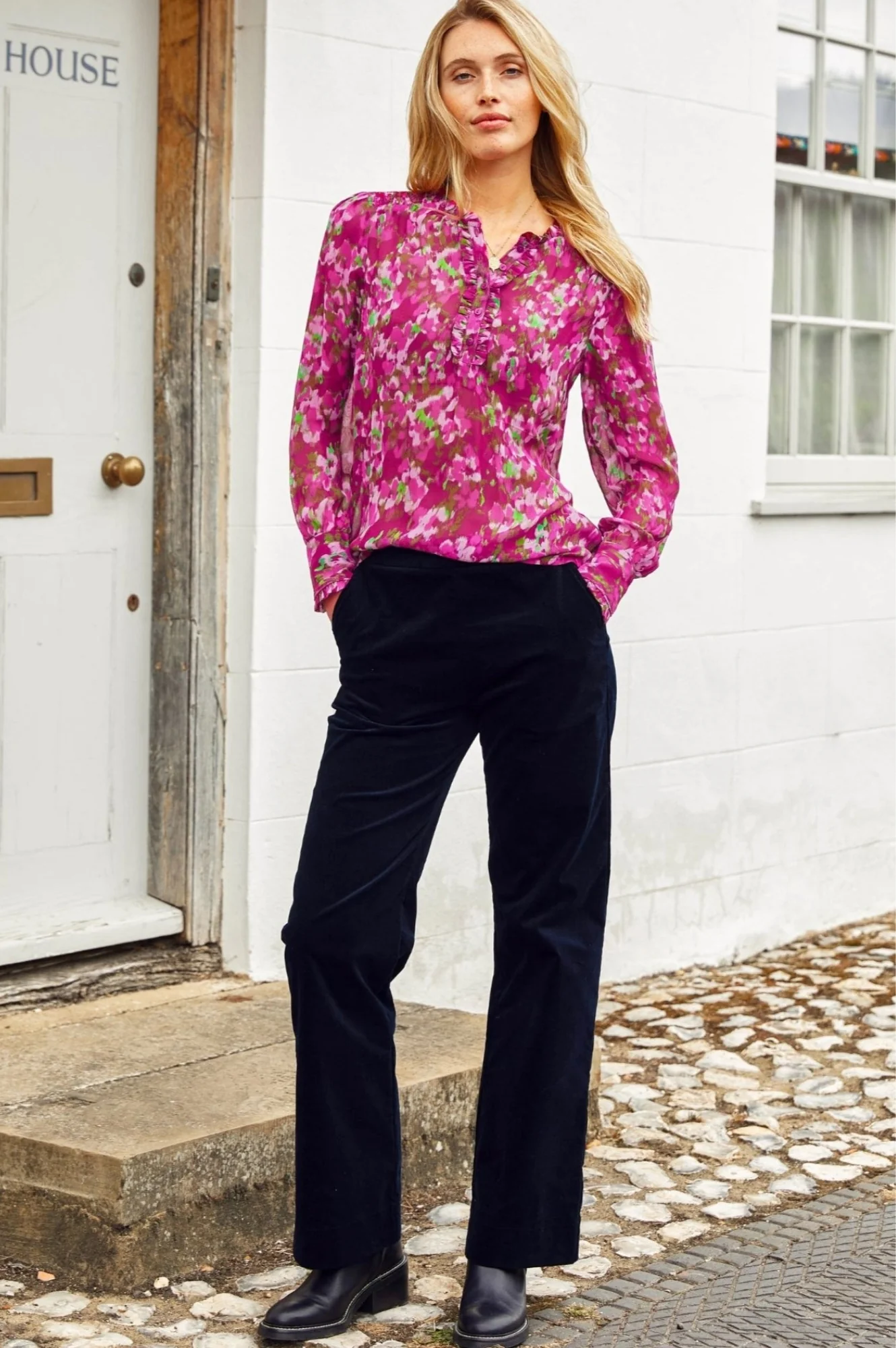 Kassidy Blouse | Hazy Floral Burgundy/Pink