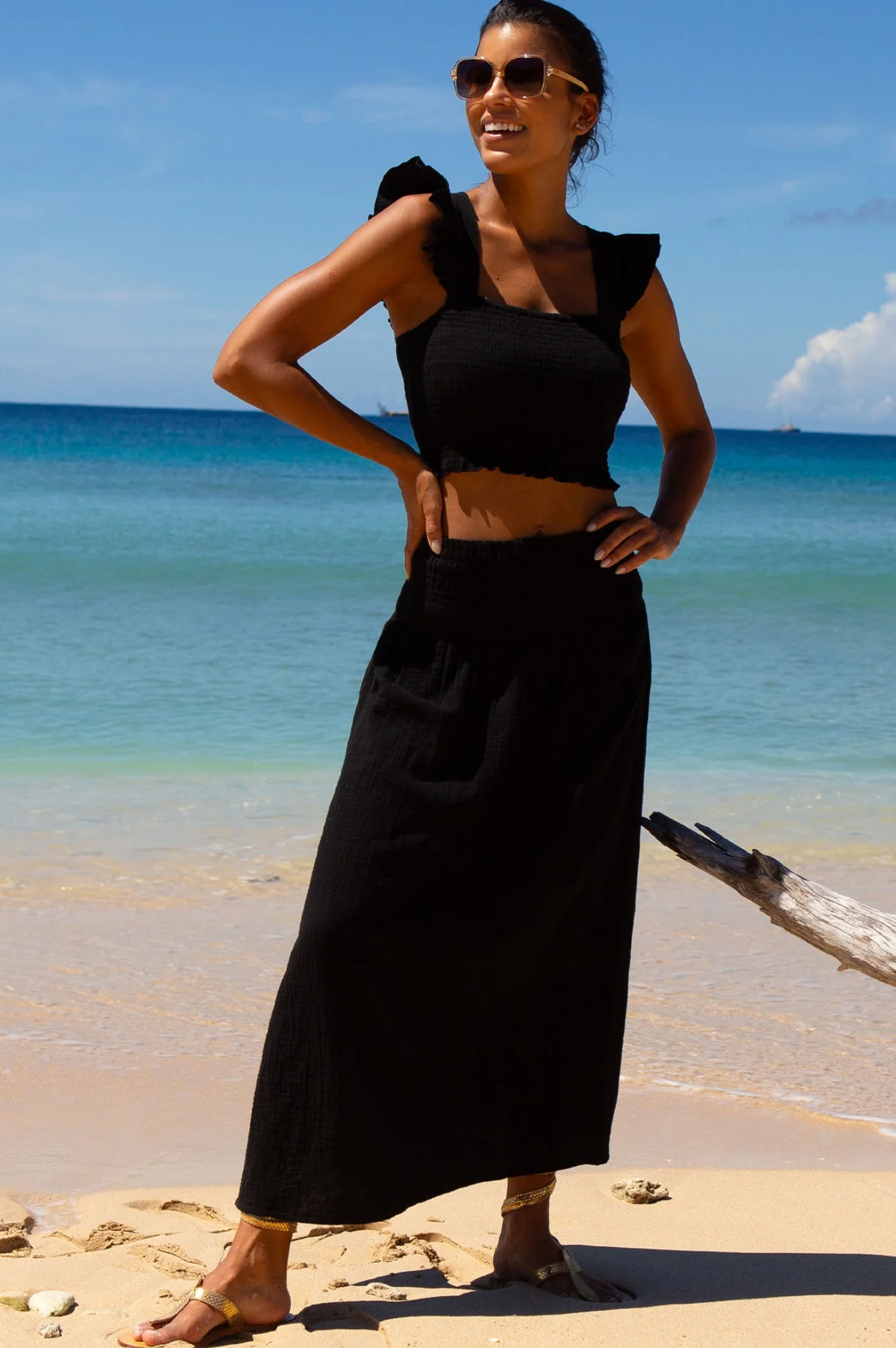 Bryony Cheesecloth Top | Black