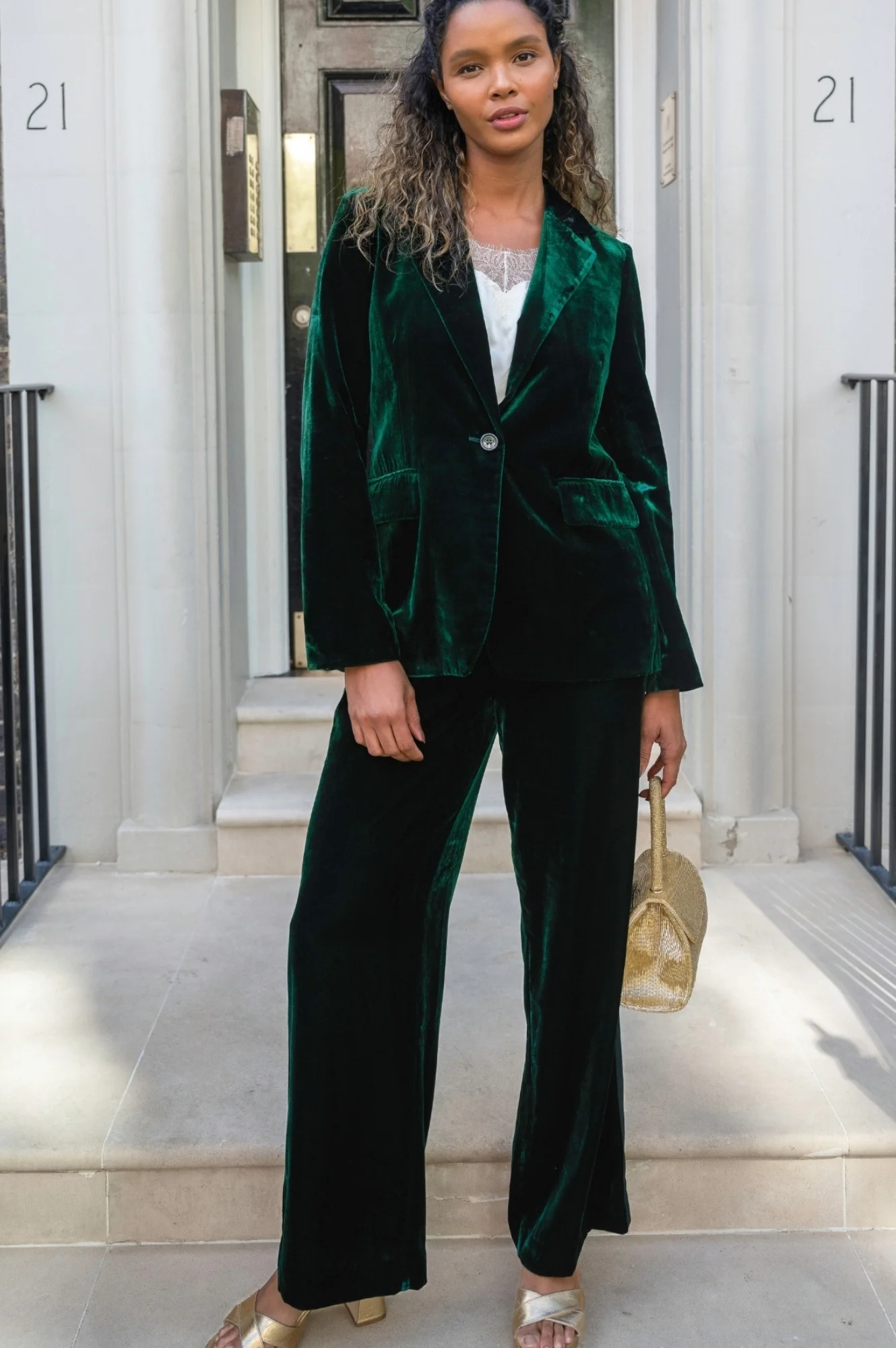 Asha Velvet Blazer | Emerald