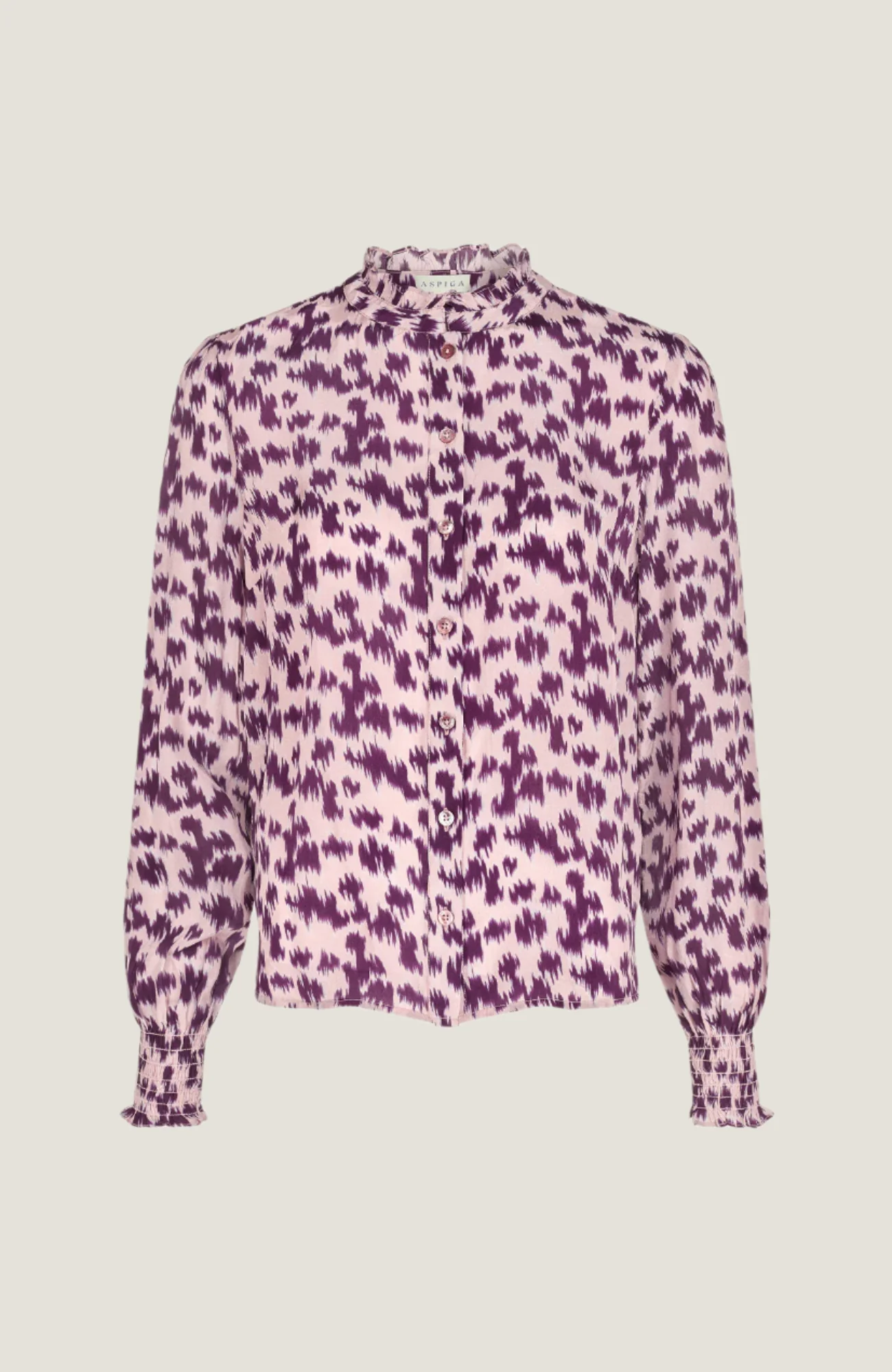 Cosima Viscose Crepe Printed Shirt | Animal Ikat Fig