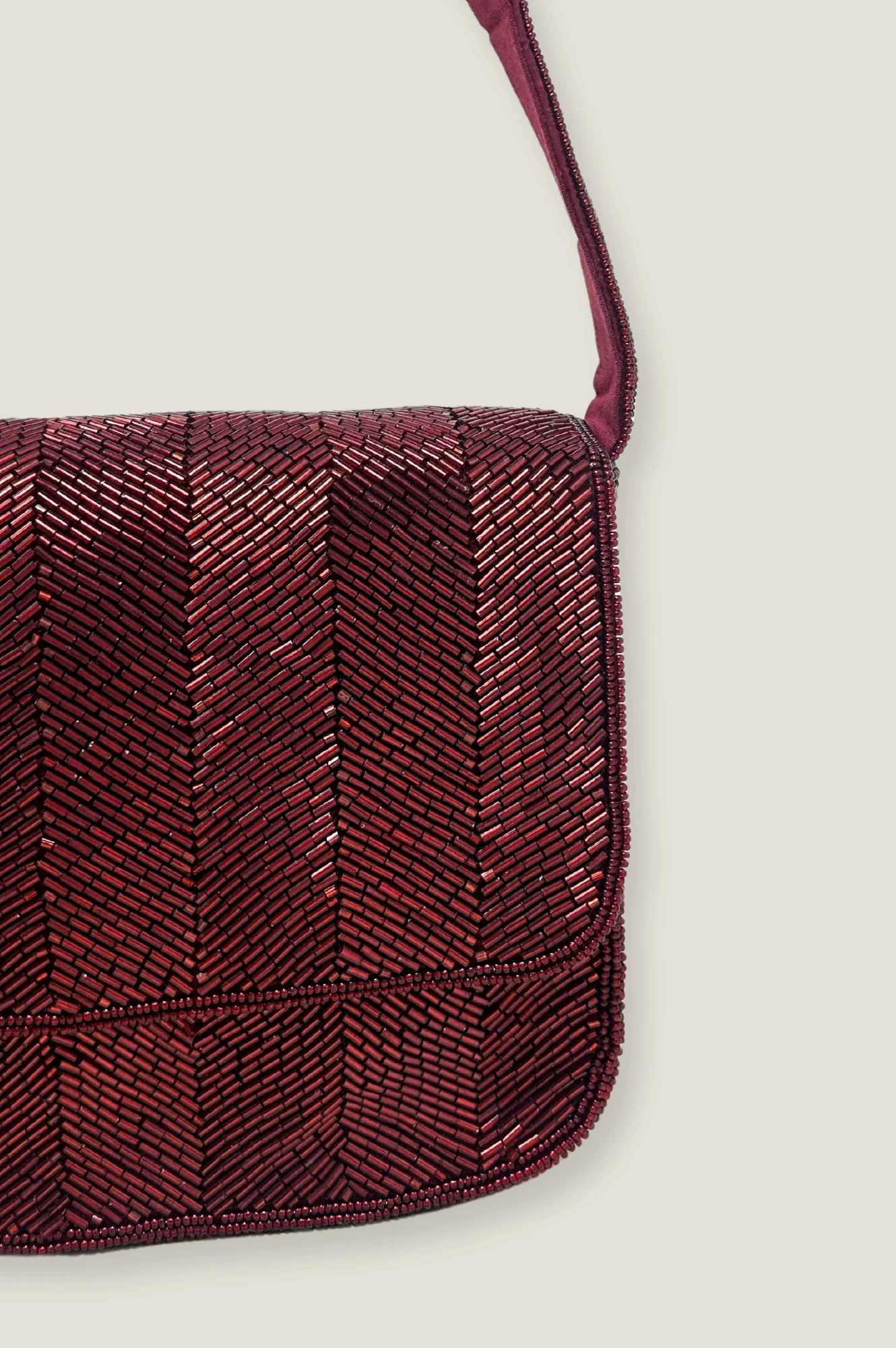 Beaded Strap Handbag | Chevron Wine