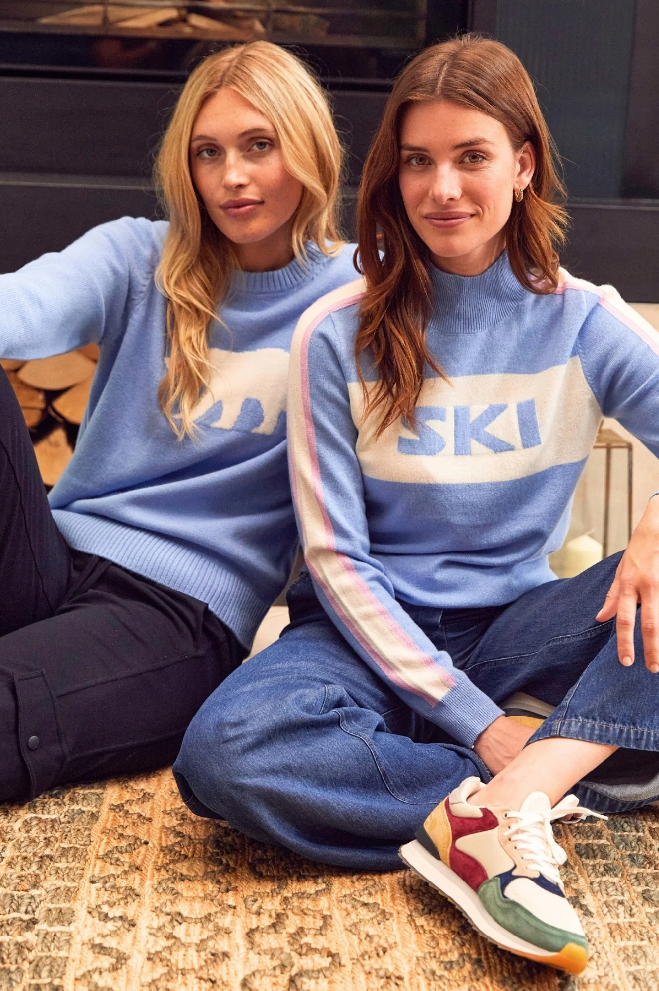 Merino Wool Polar Bear Jumper | Serene Blue/Cream