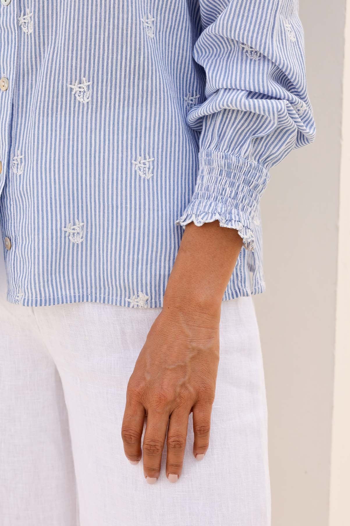 Cosima Organic Cotton Shirt | Blue/White