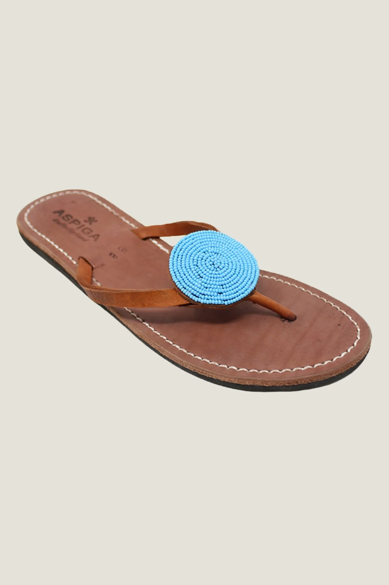 Disc Leather Sandals | Turquoise