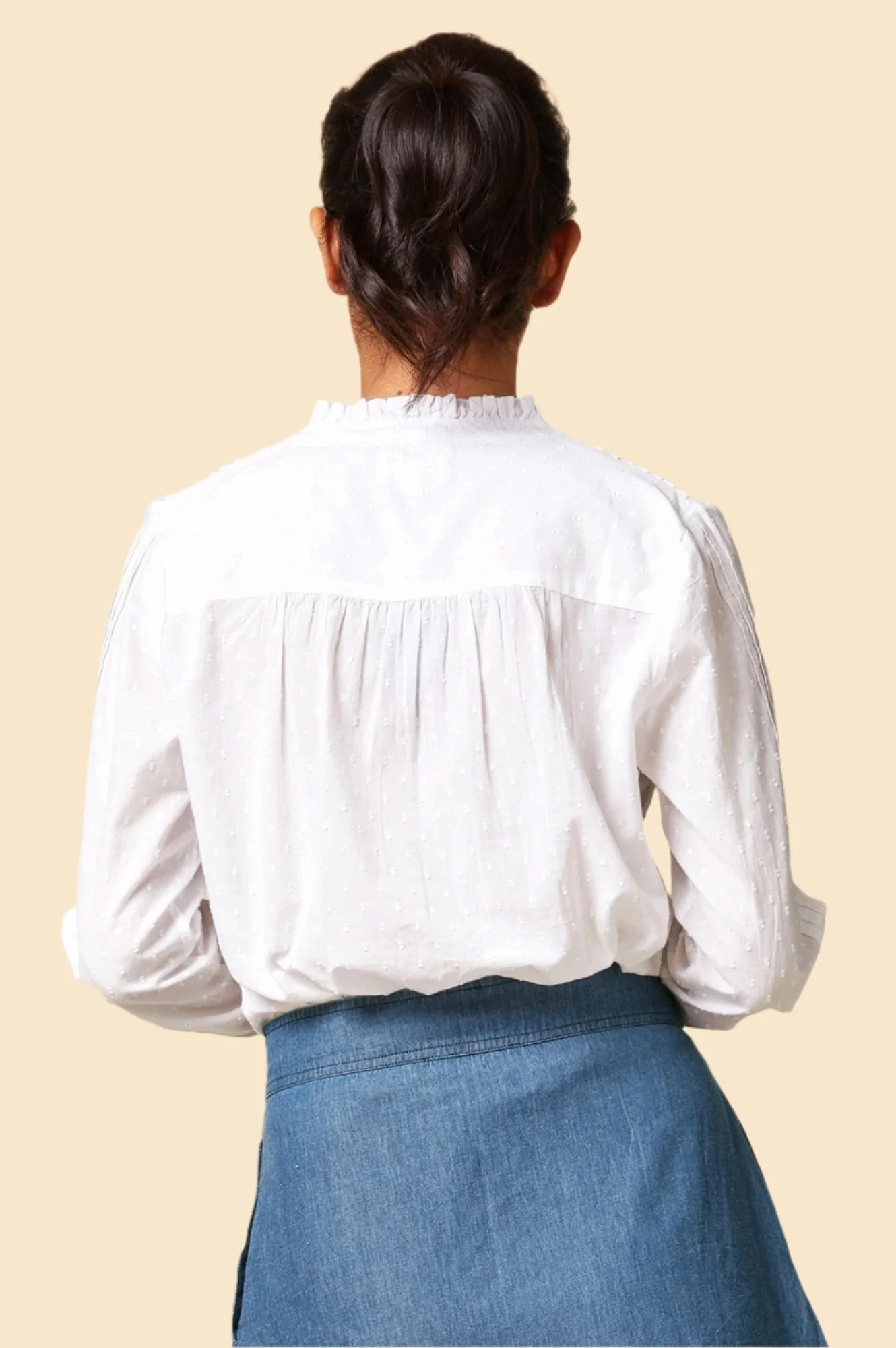 Carrie Organic Cotton Dobby Blouse | White