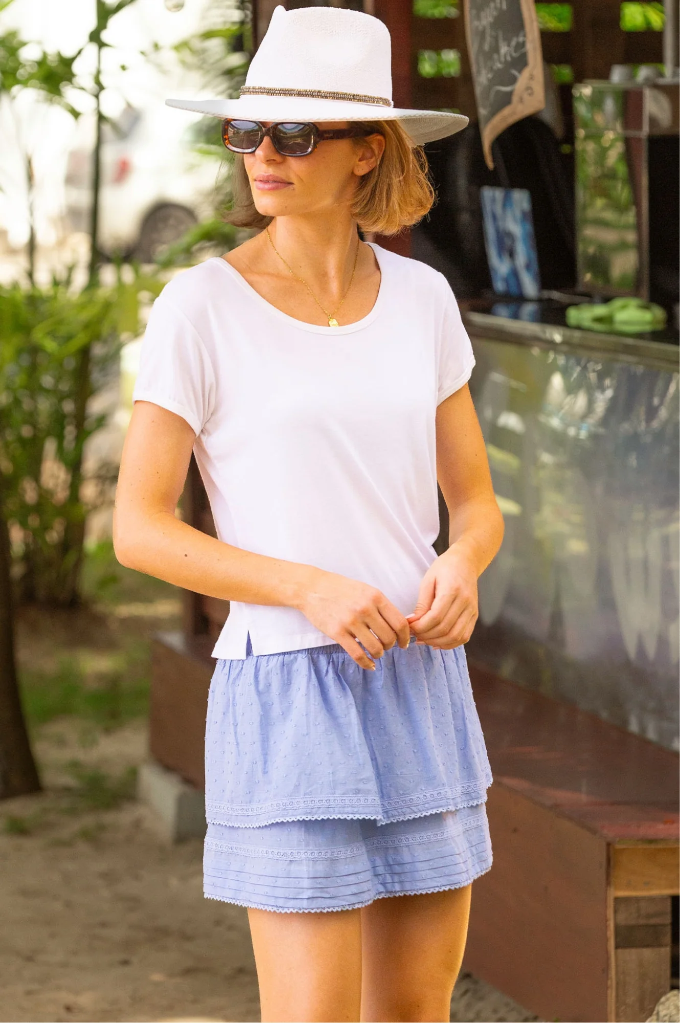 Sivota Organic Cotton Dobby Skirt | Baby Blue