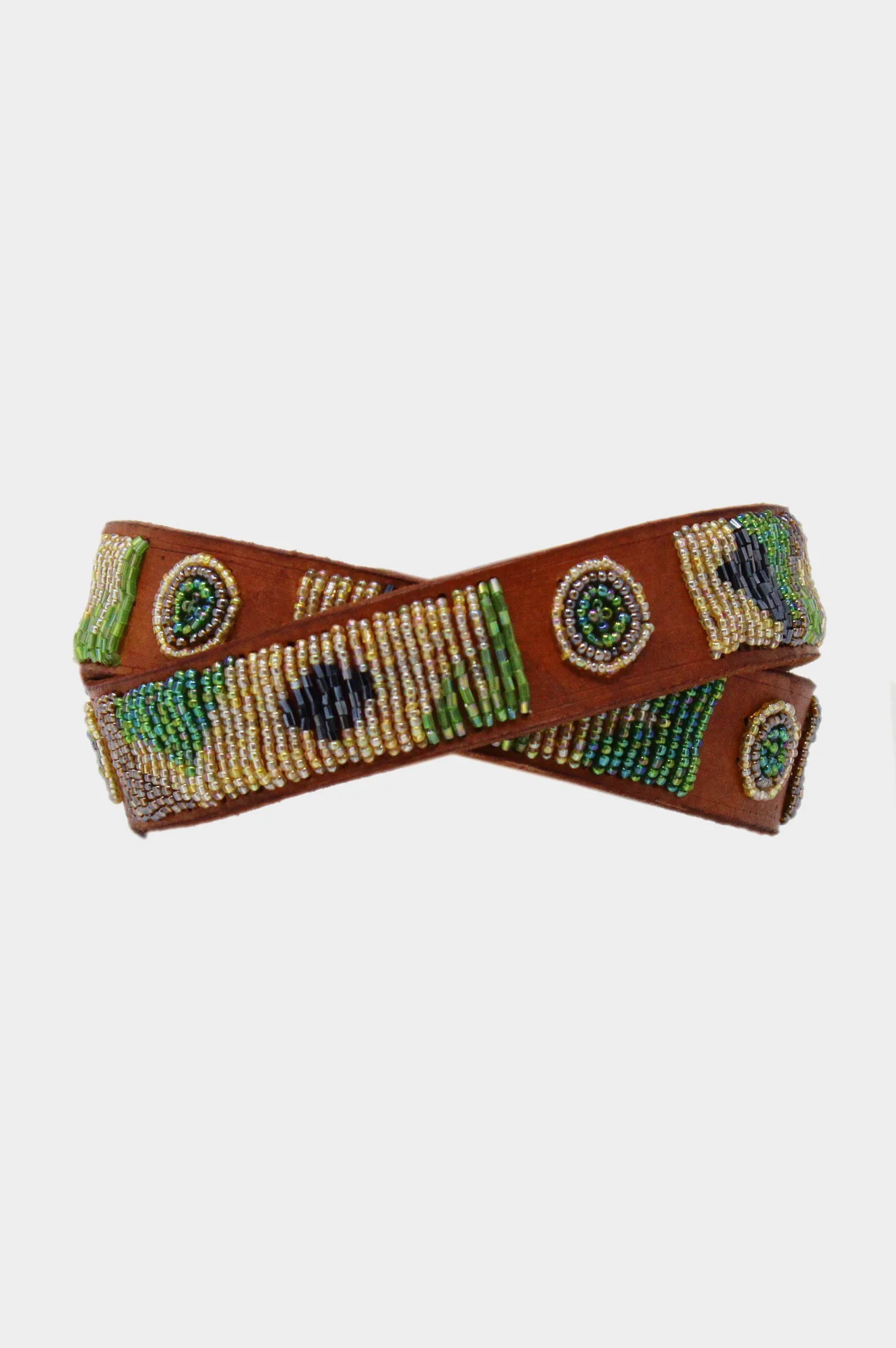 Toto Leather Belt | Green/Beige