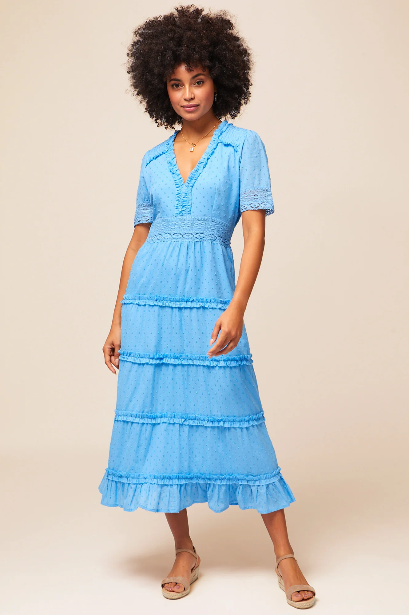 Viola Cotton Midi Dress | Marina Blue