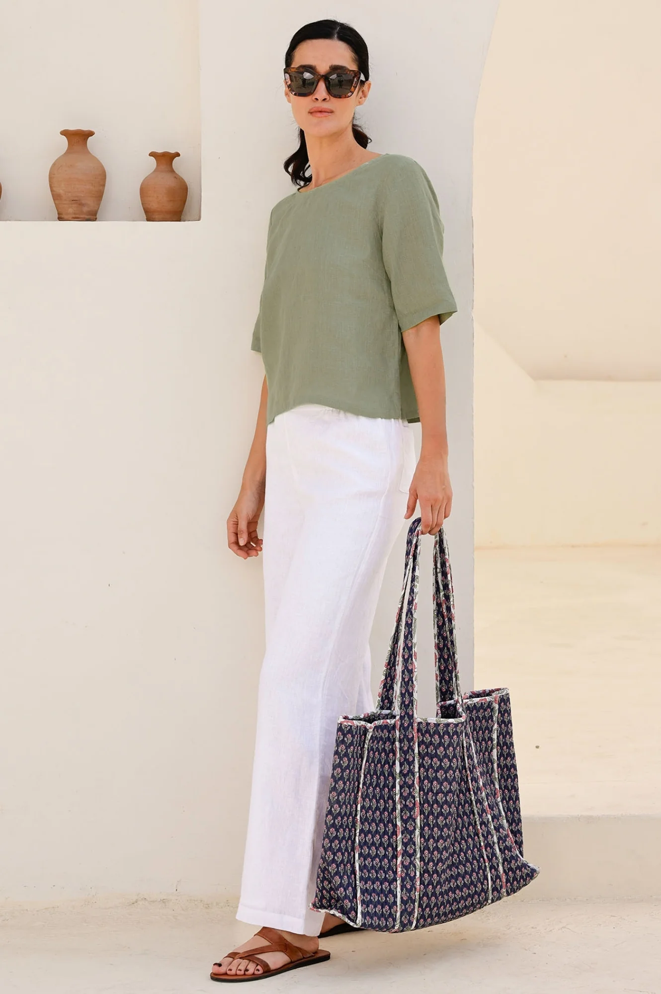 Linen Shell Top | Light Khaki