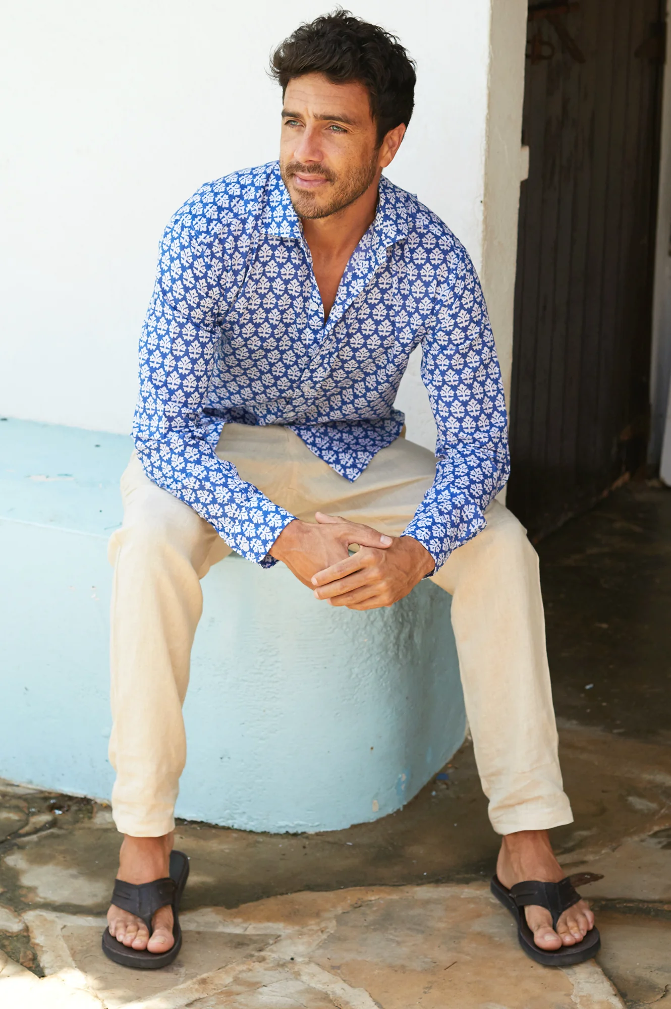 Men's Leather Flip Flop | Coffee