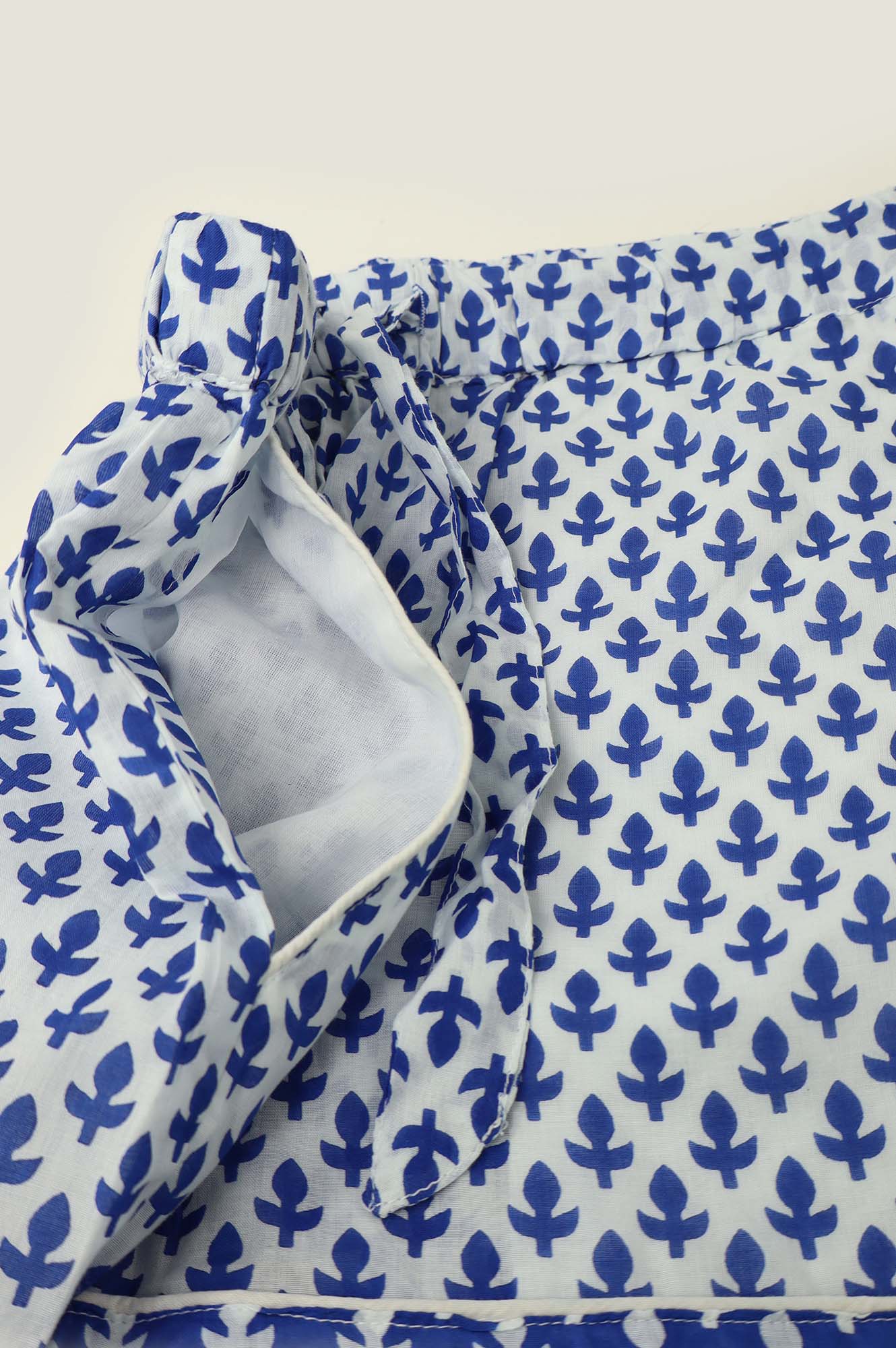 Pyjama Shorts | Leaf White/Blue