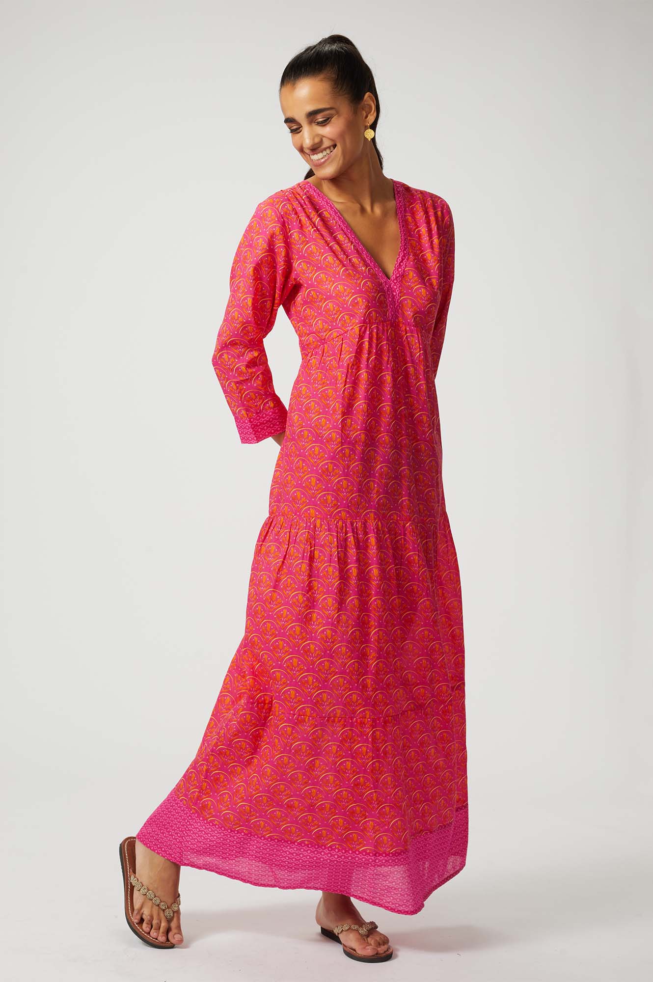 Mykonos Maxi Dress | Pink/Orange