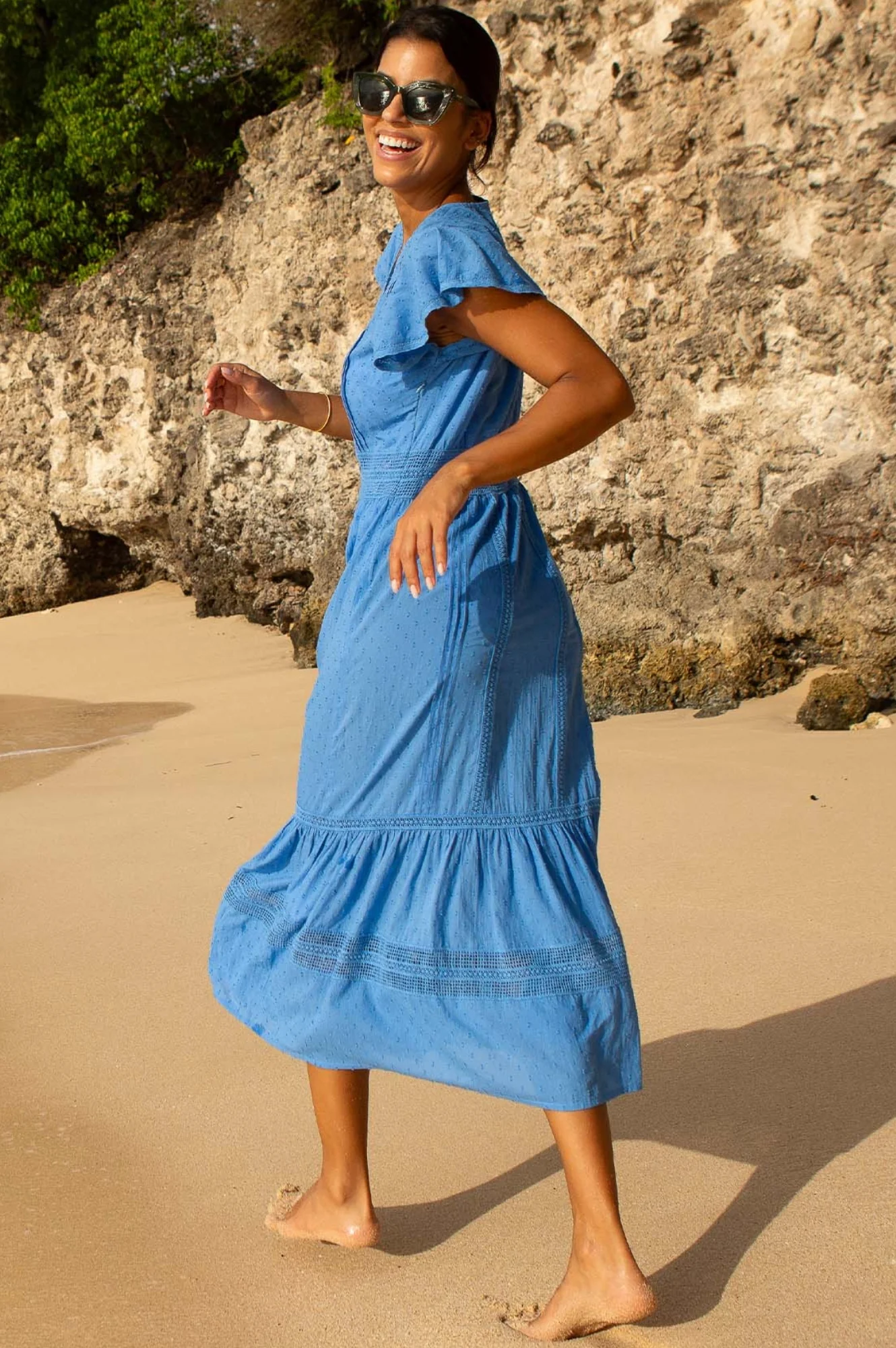 Nyla Beach Midi Dress | Blue