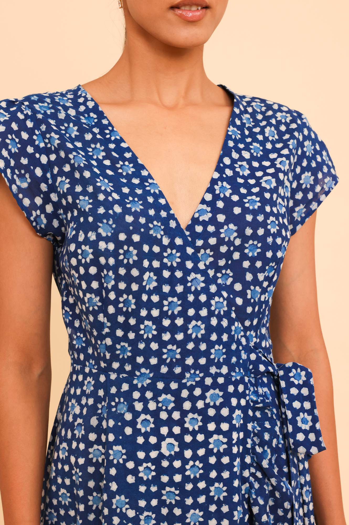 Demi Organic Cotton Wrap Dress | Navy