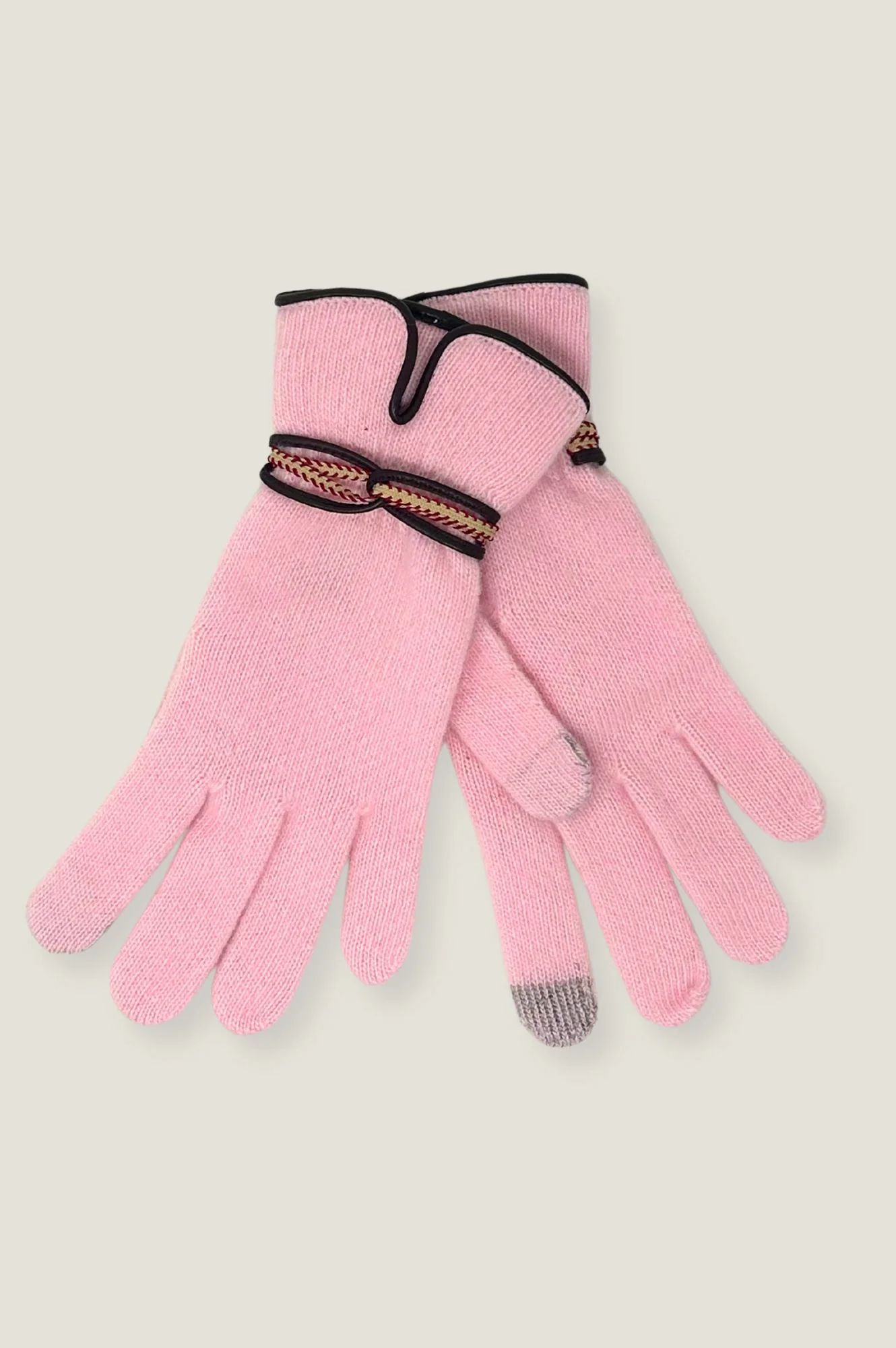 Touchscreen Wool & Cashmere Blend Gloves | Light Pink/Red