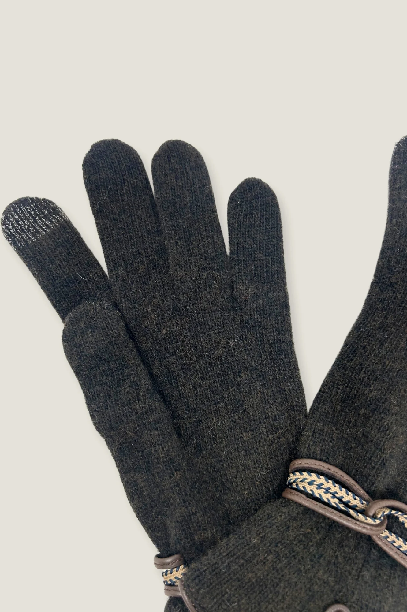Touchscreen Wool & Cashmere Blend Gloves | Brown/Beige