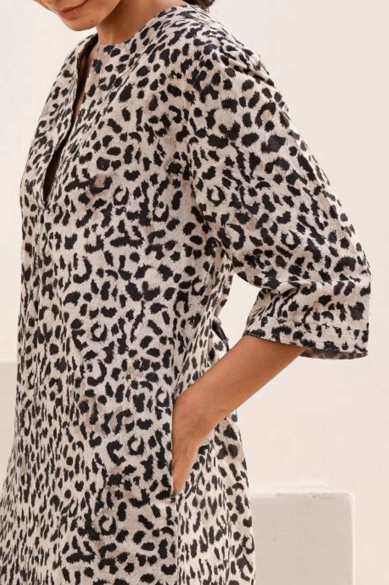 Calvi Linen Dress | Leopard Print