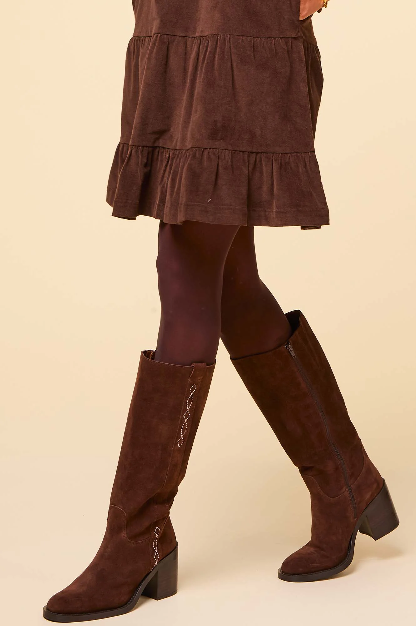 ALPE Selena Knee High Suede Boot | Chocolate
