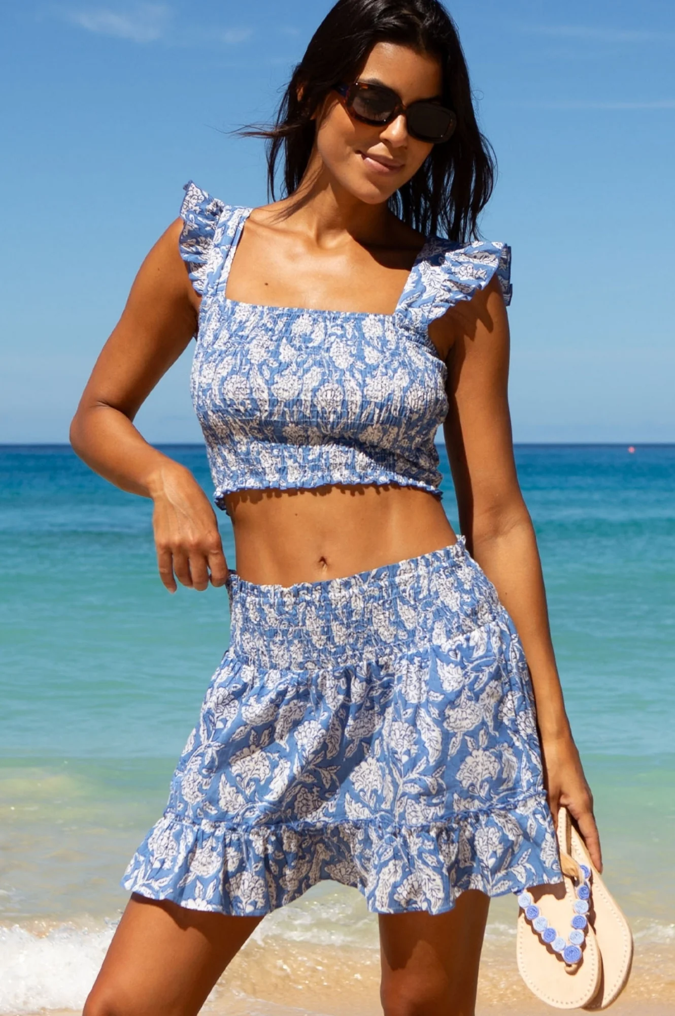 Bryony Organic Cotton Top | Dianthus Blue/White