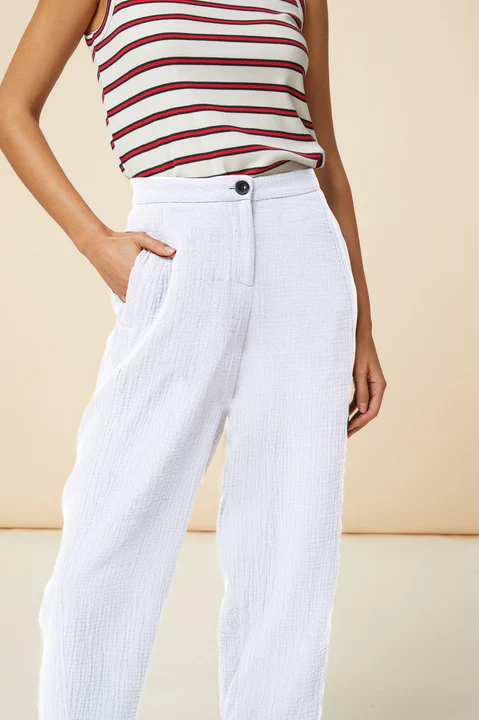 Libby Cheesecloth Trousers | White
