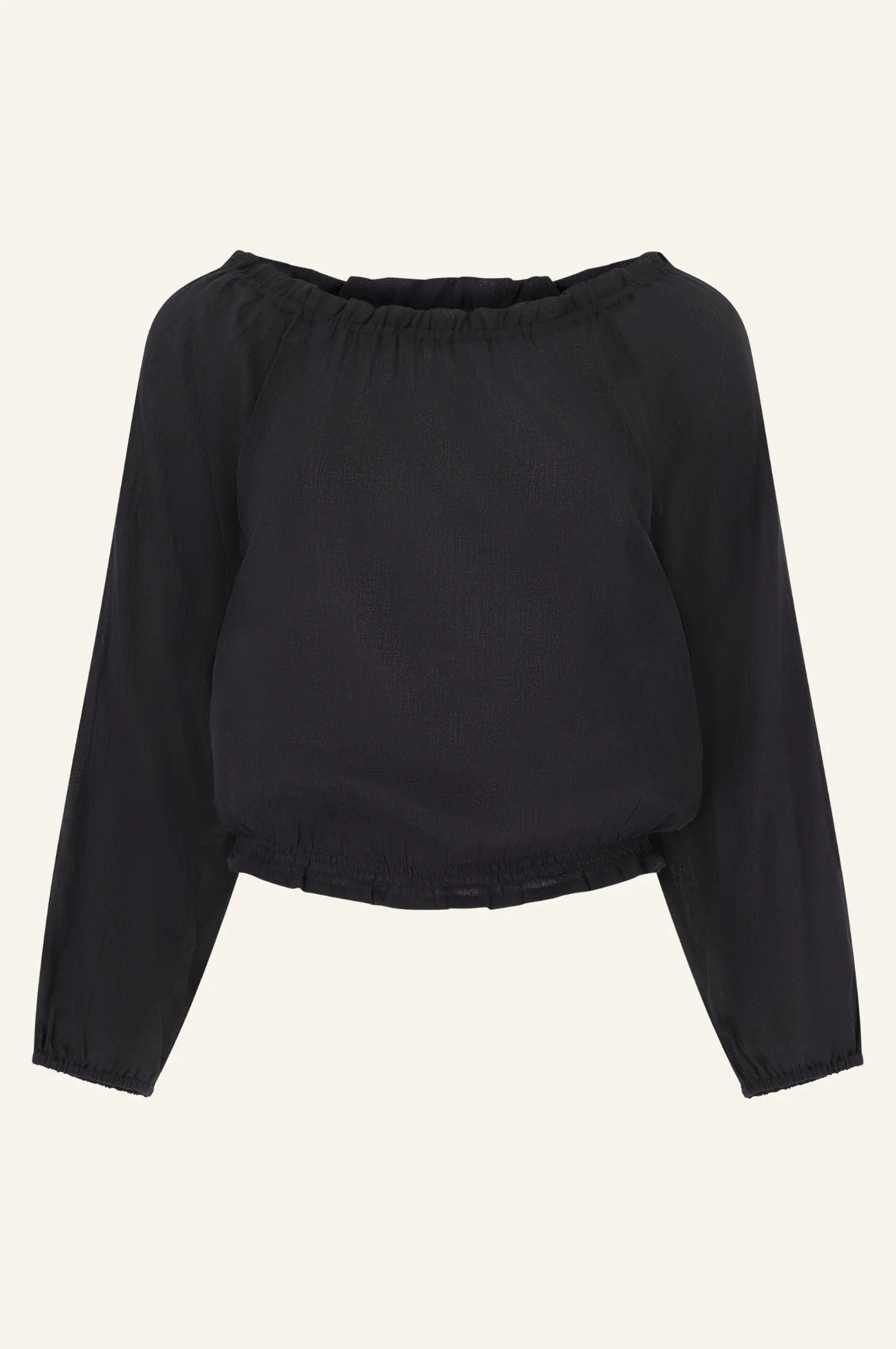Ilana Long Sleeve Frill Gauze Top | Black