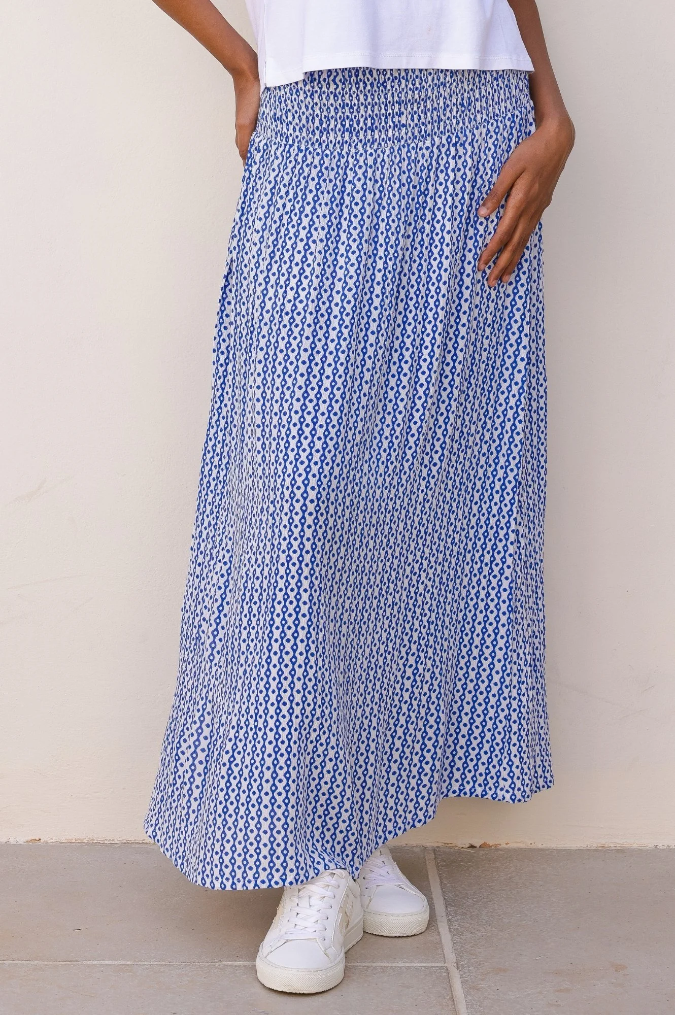 Brady Skirt | Santorini Border Blue/White