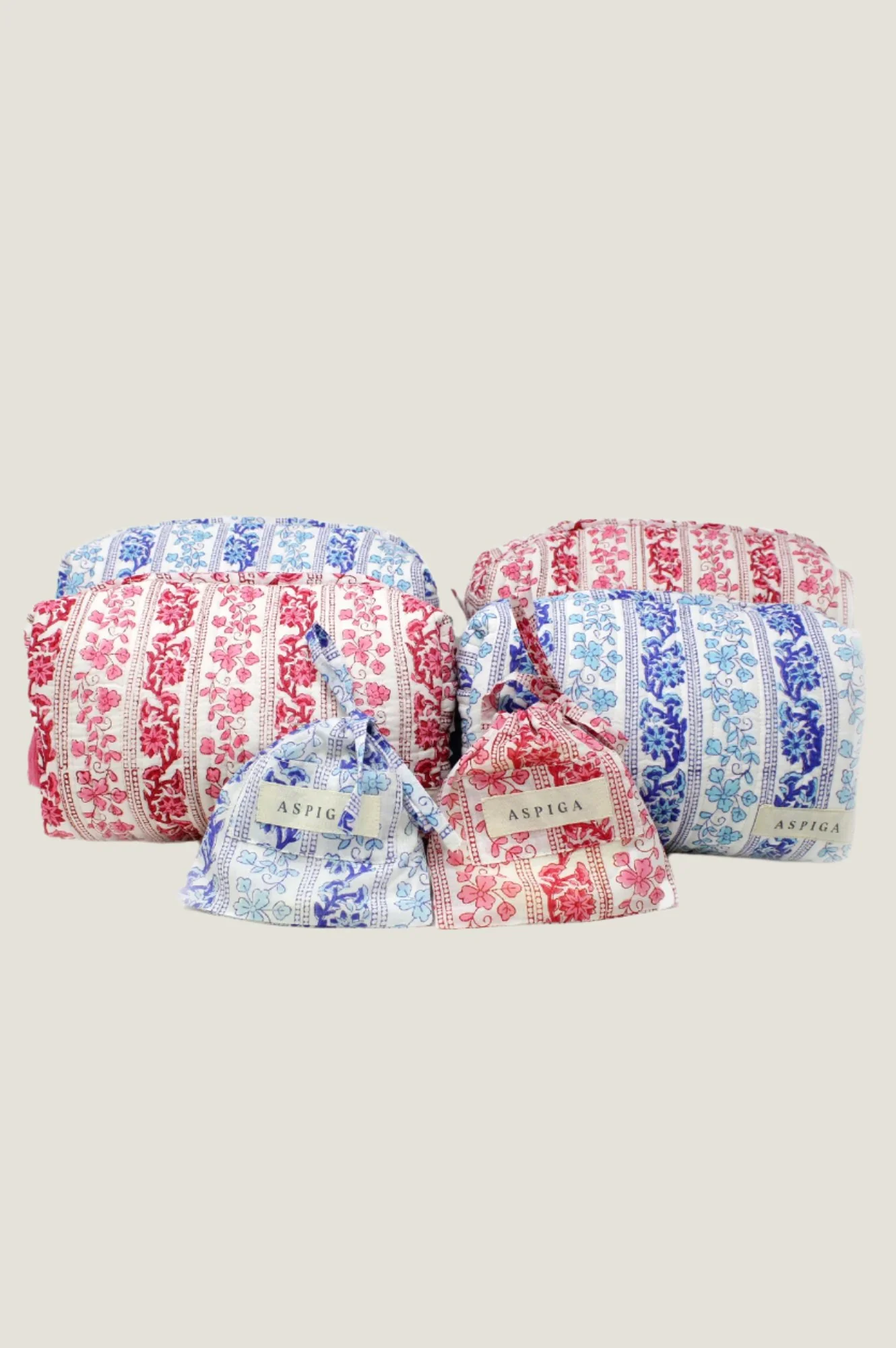 Large Wash Bag | Linear Botanical Blue