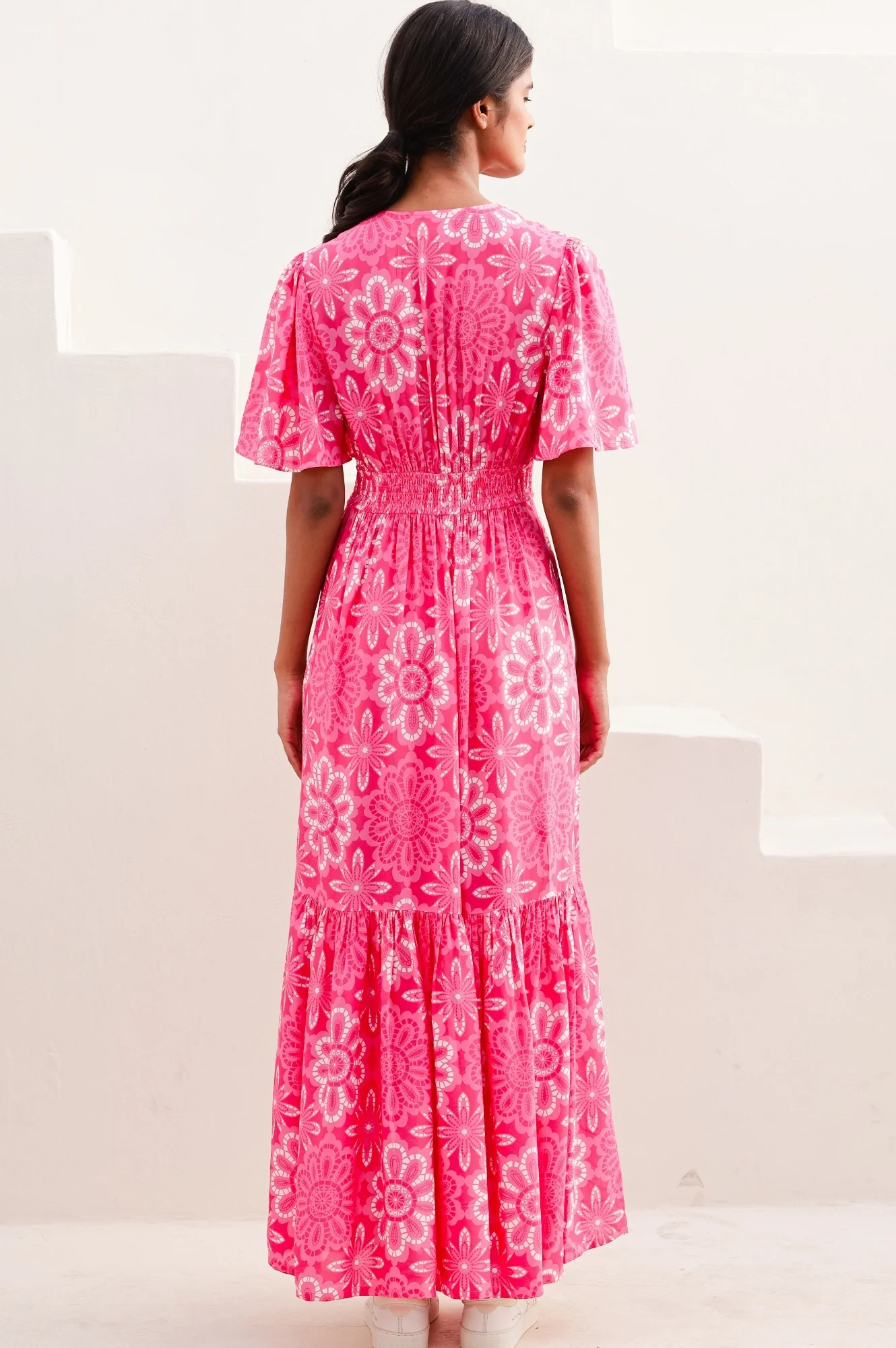 Sylvie EcoVero™ Dress | Lace Floral Pink/White