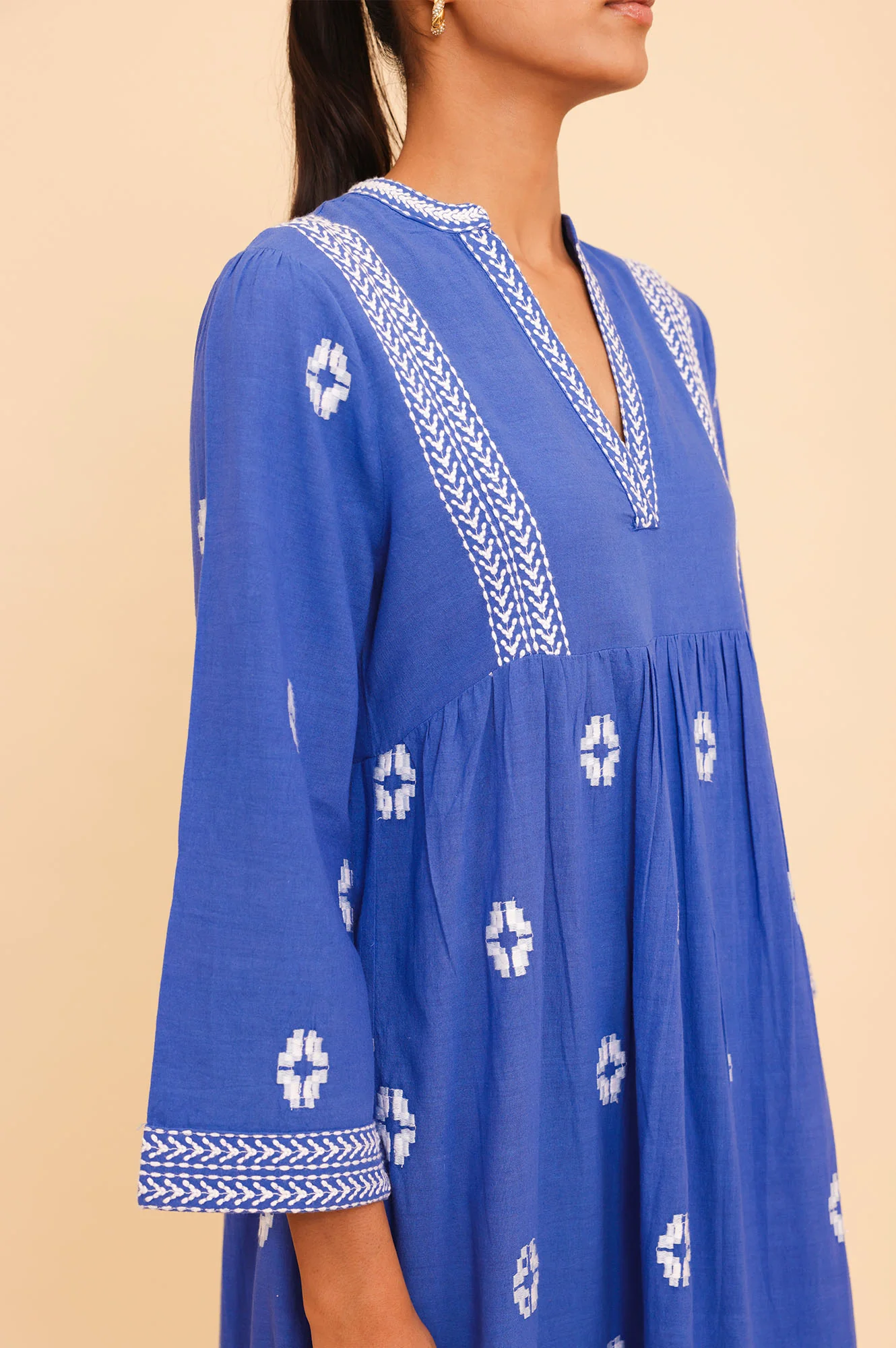 Enola Organic Cotton Dress | Dazzling Blue/White
