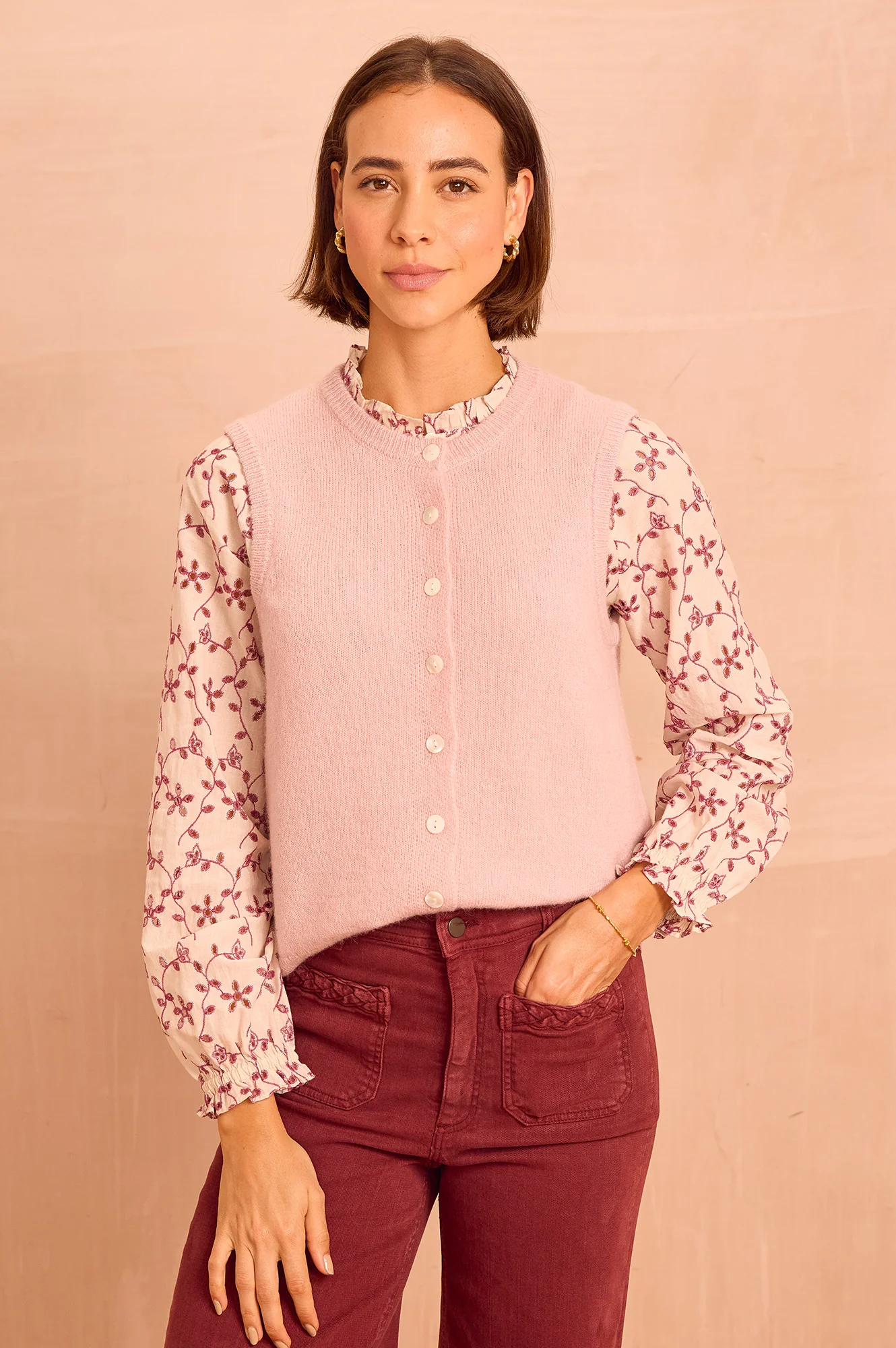 Alpaca Blend Gilet | Dusty Pink