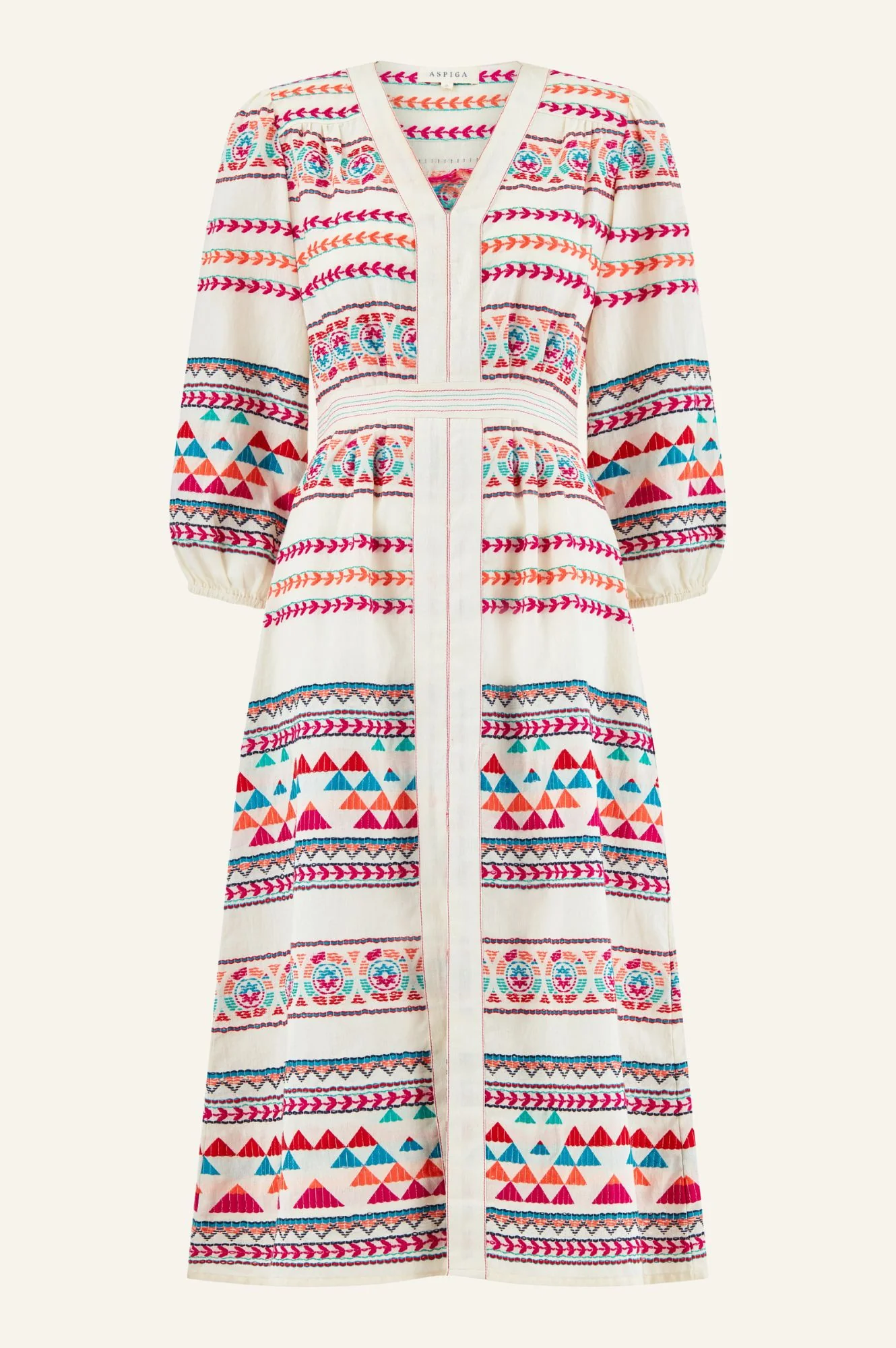 Jamila Jacquard Dress | Ecru/Multi