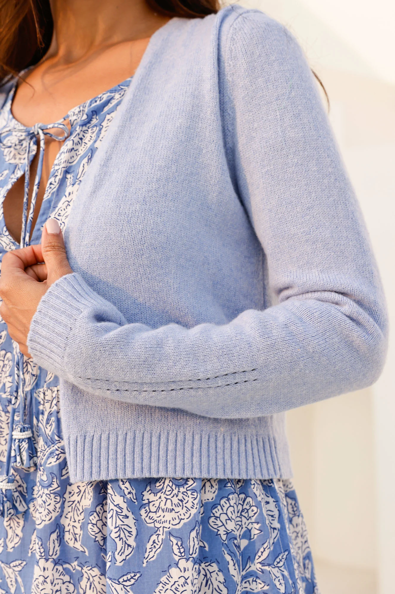 Merino Wool Edge To Edge Cardigan | Blue