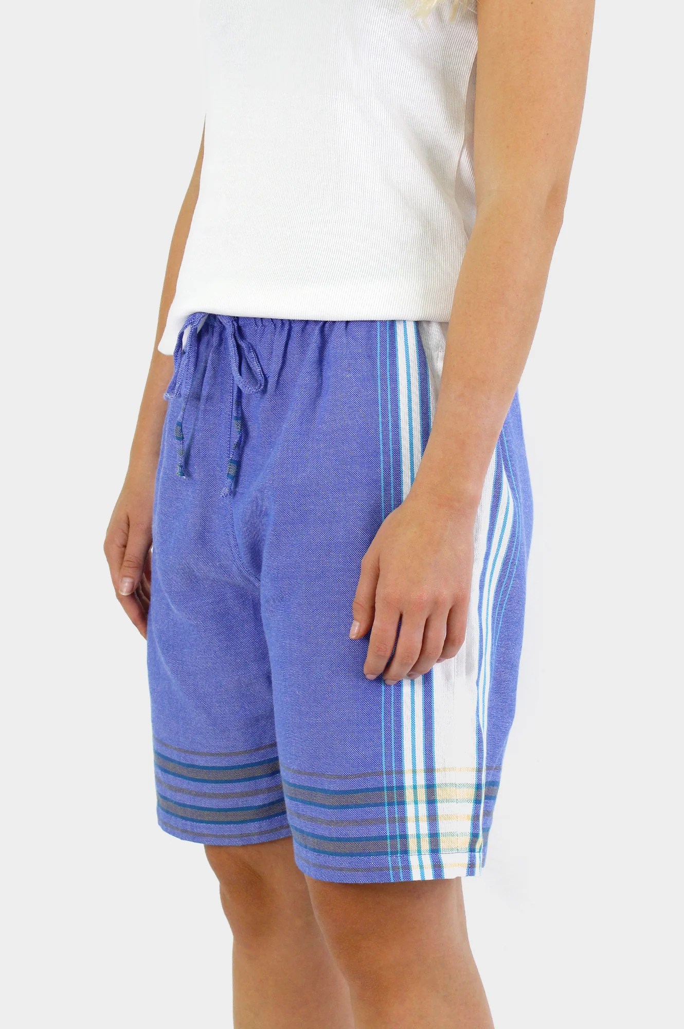 Unisex Kikoy Shorts | Denim Blue/White