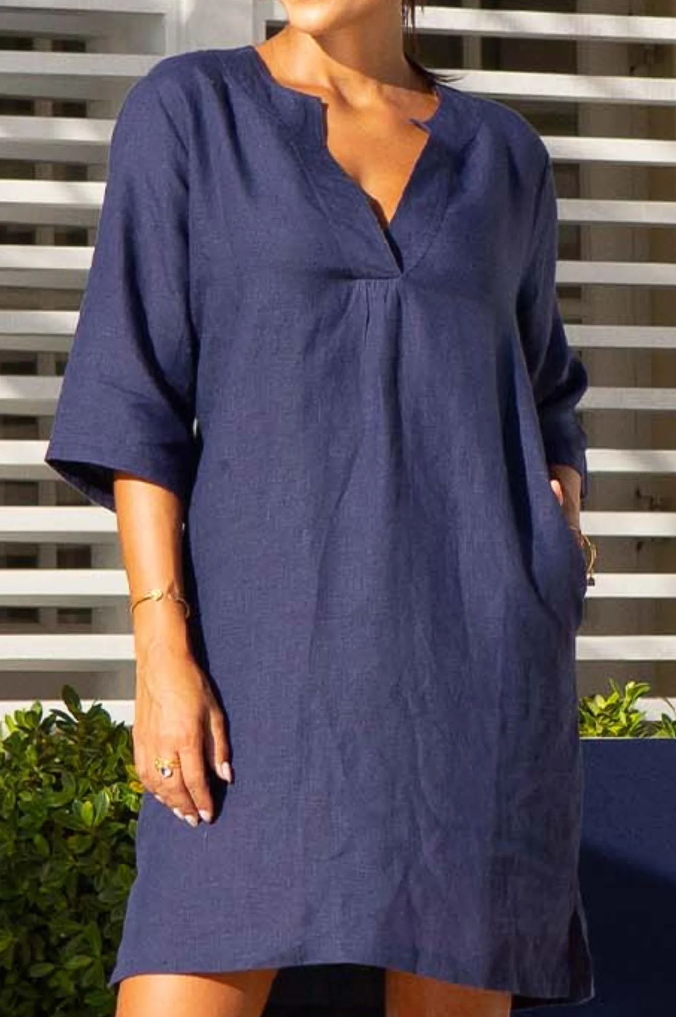 Calvi Linen Dress | Navy